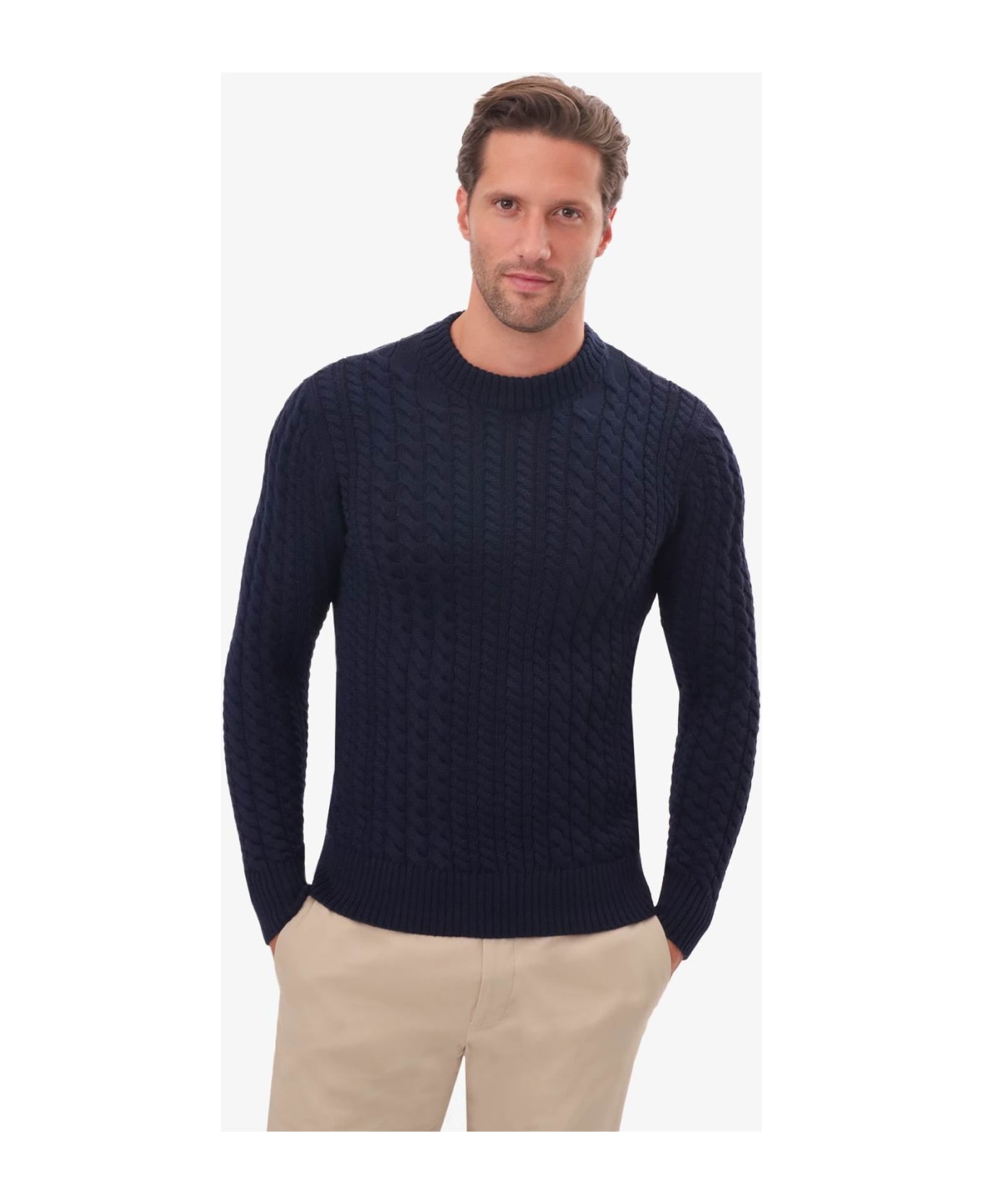 Larusmiani Cable Knit Sweater 'col Du Pillon' Sweater - MidnightBlue