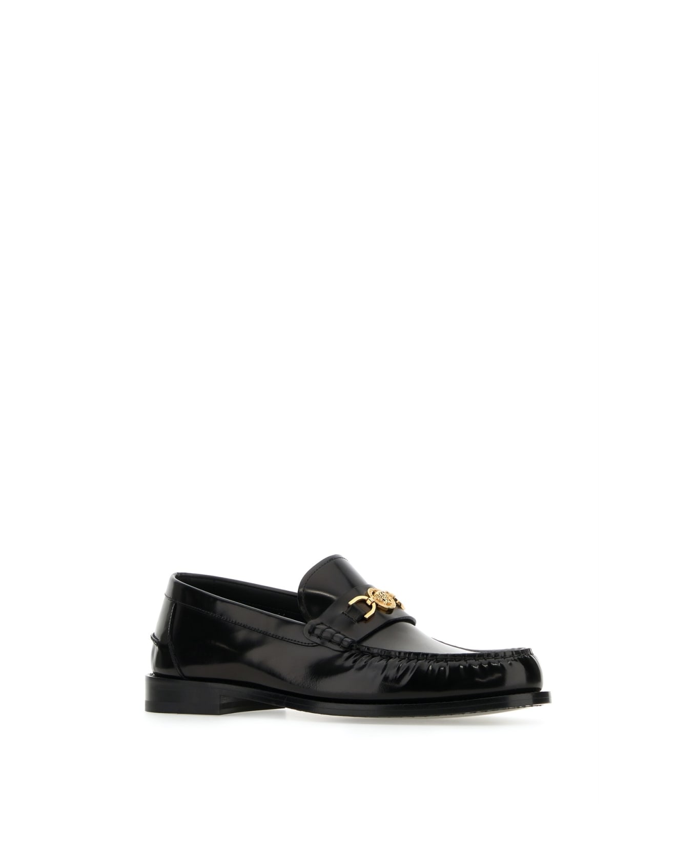 Versace Black Leather Medusa 95 Loafers - BLACKVERSACEGOLD