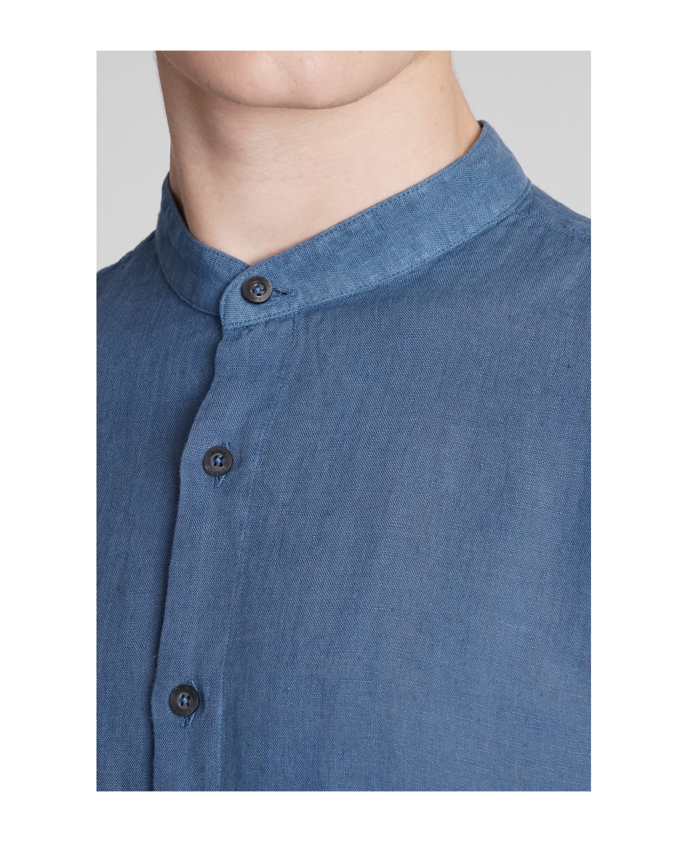 120% Lino Shirt In Blue Linen - blue シャツ