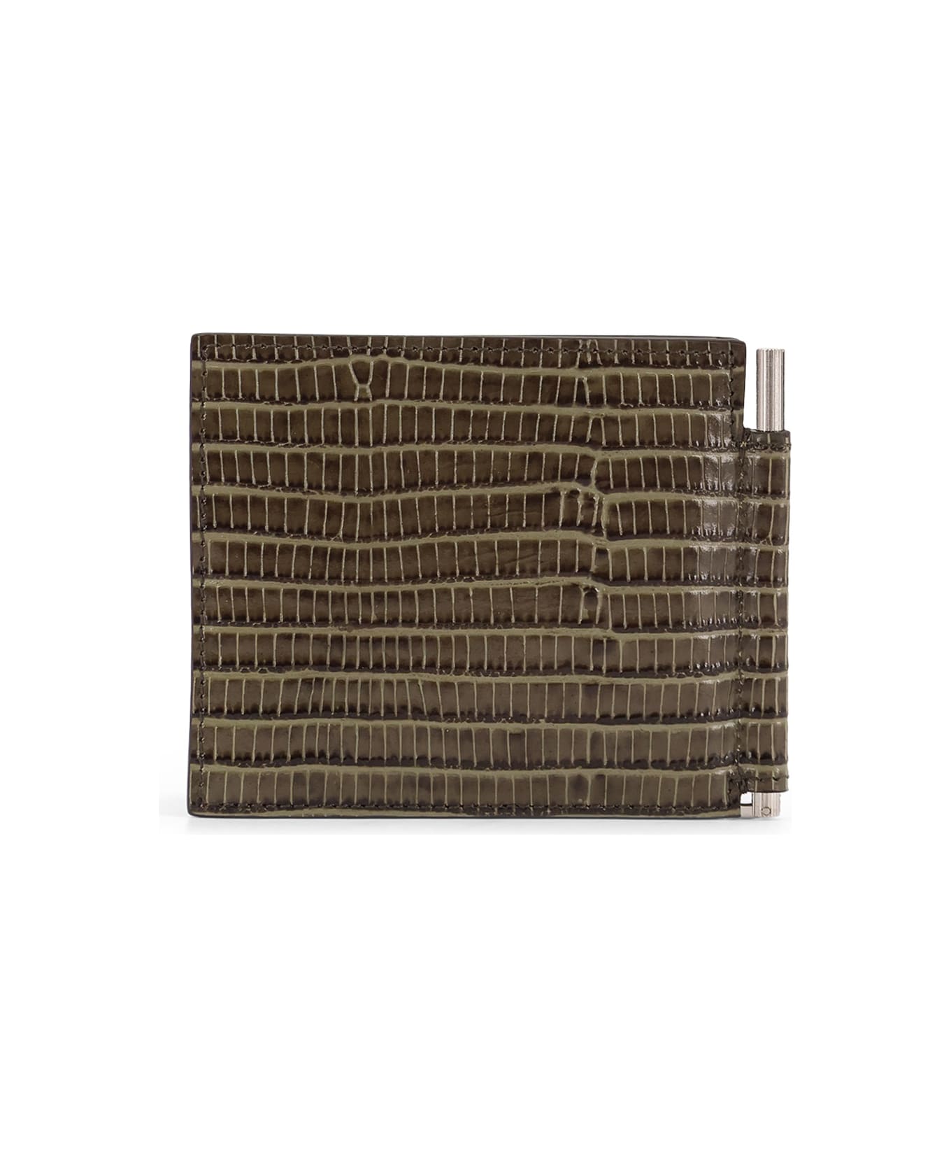 Tom Ford Leather Wallet With Croco Effect - SLATE