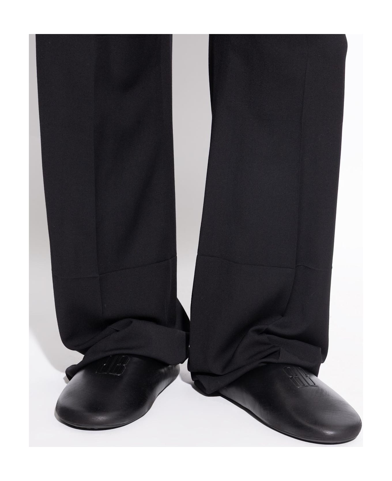 Balenciaga Leather Slides With 'vintage' Effect - BLACK