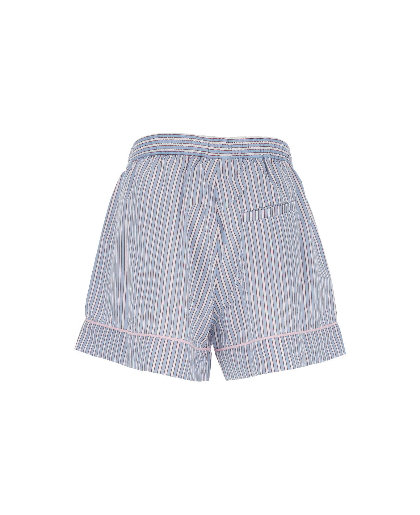 Ganni Yarn Dyed Striped Shorts - Violet