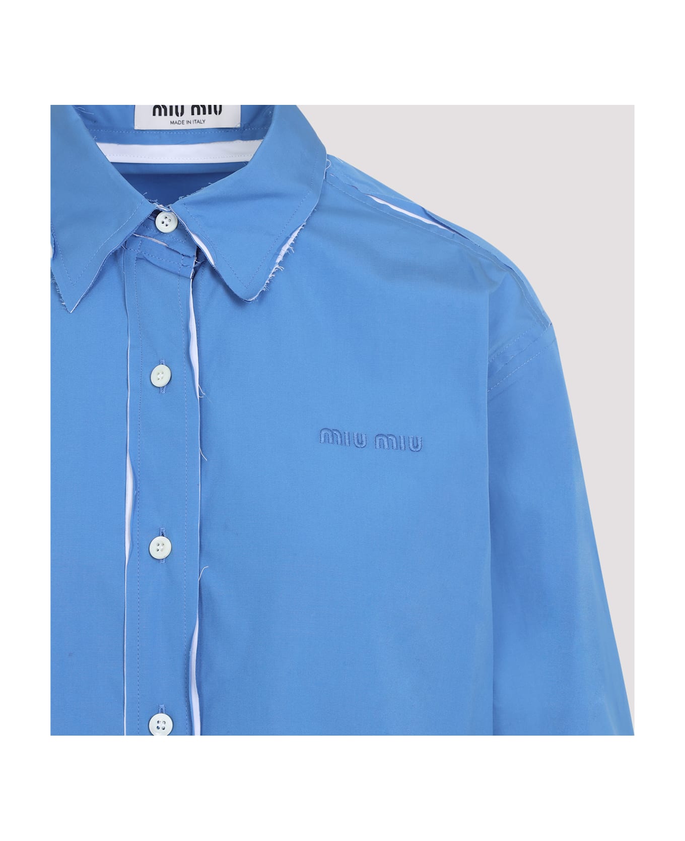 Miu Miu Cerulean Blue Poplin Shirt - PERVINCA
