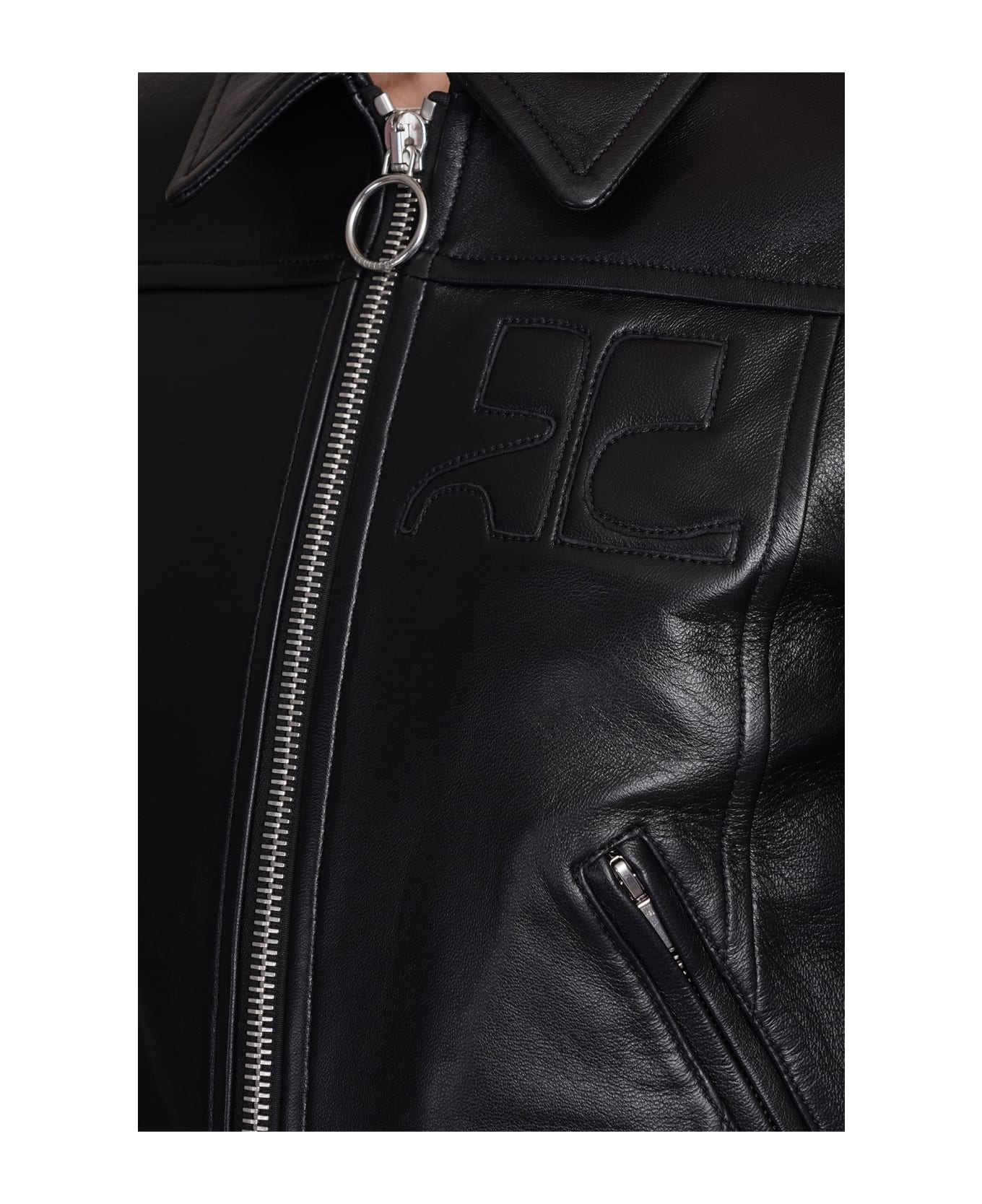 Courrèges Leather Jacket In Black Leather - black レザージャケット