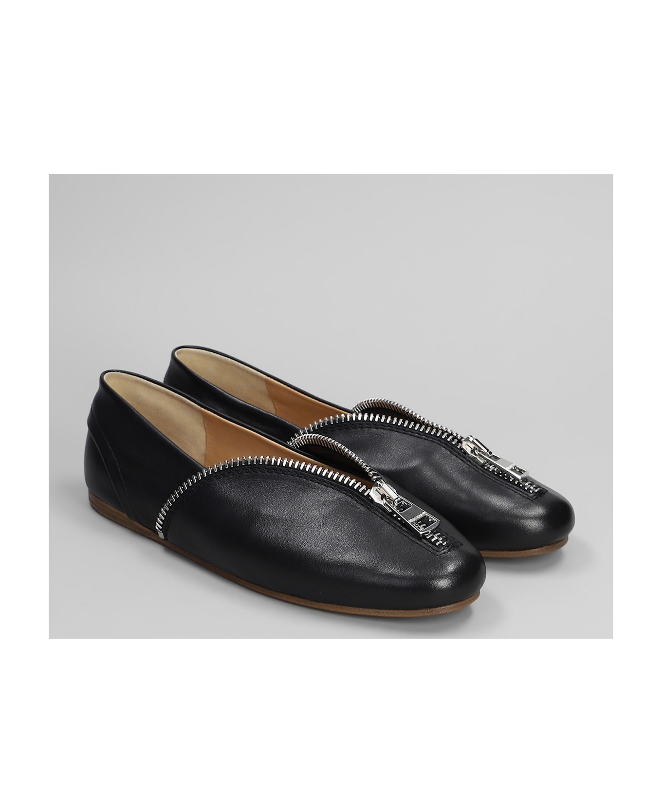 J.W. Anderson Biker Ballerina Ballet Flats In Black Leather - black