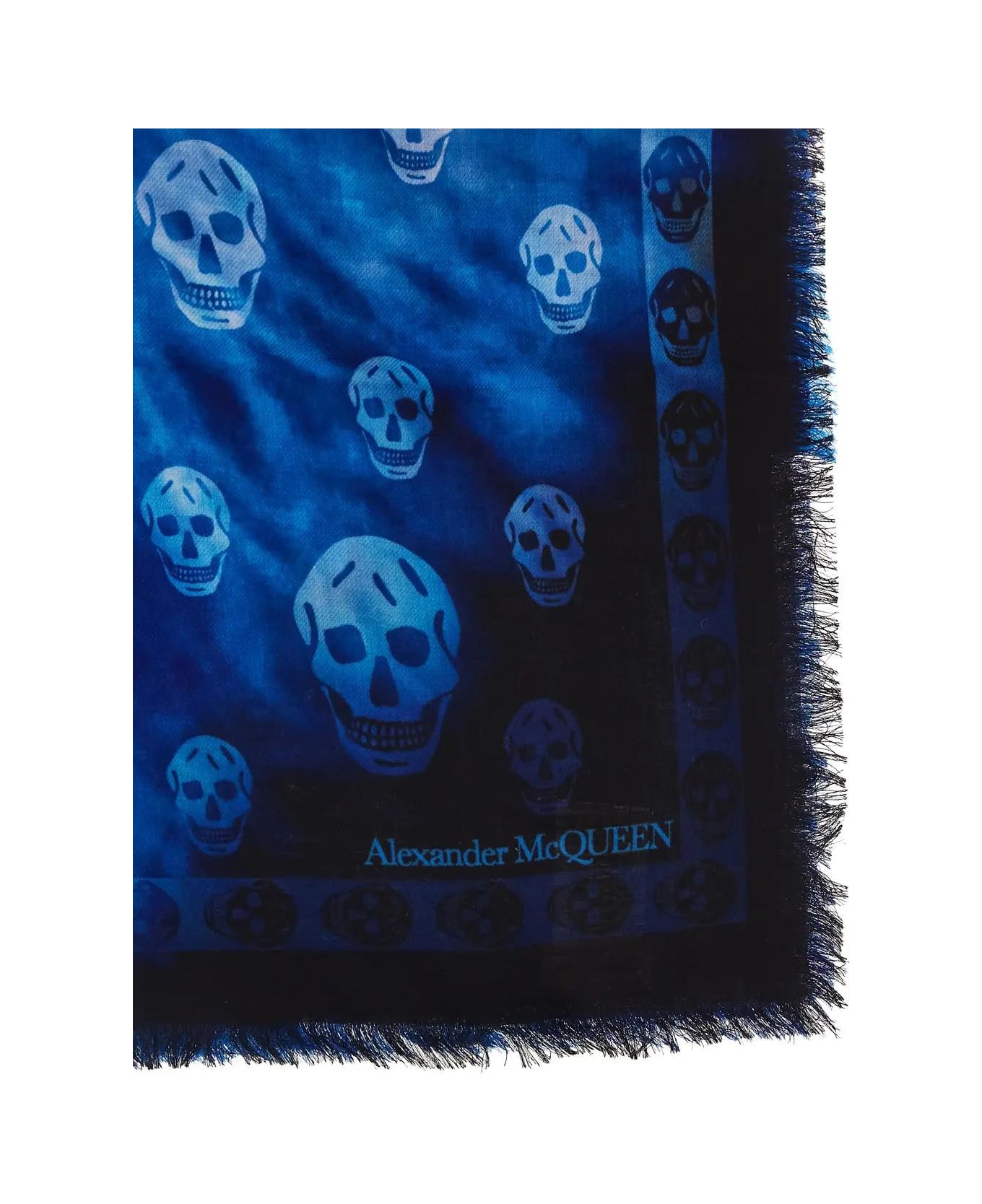 Alexander McQueen Skull Motif Scarf - Blu
