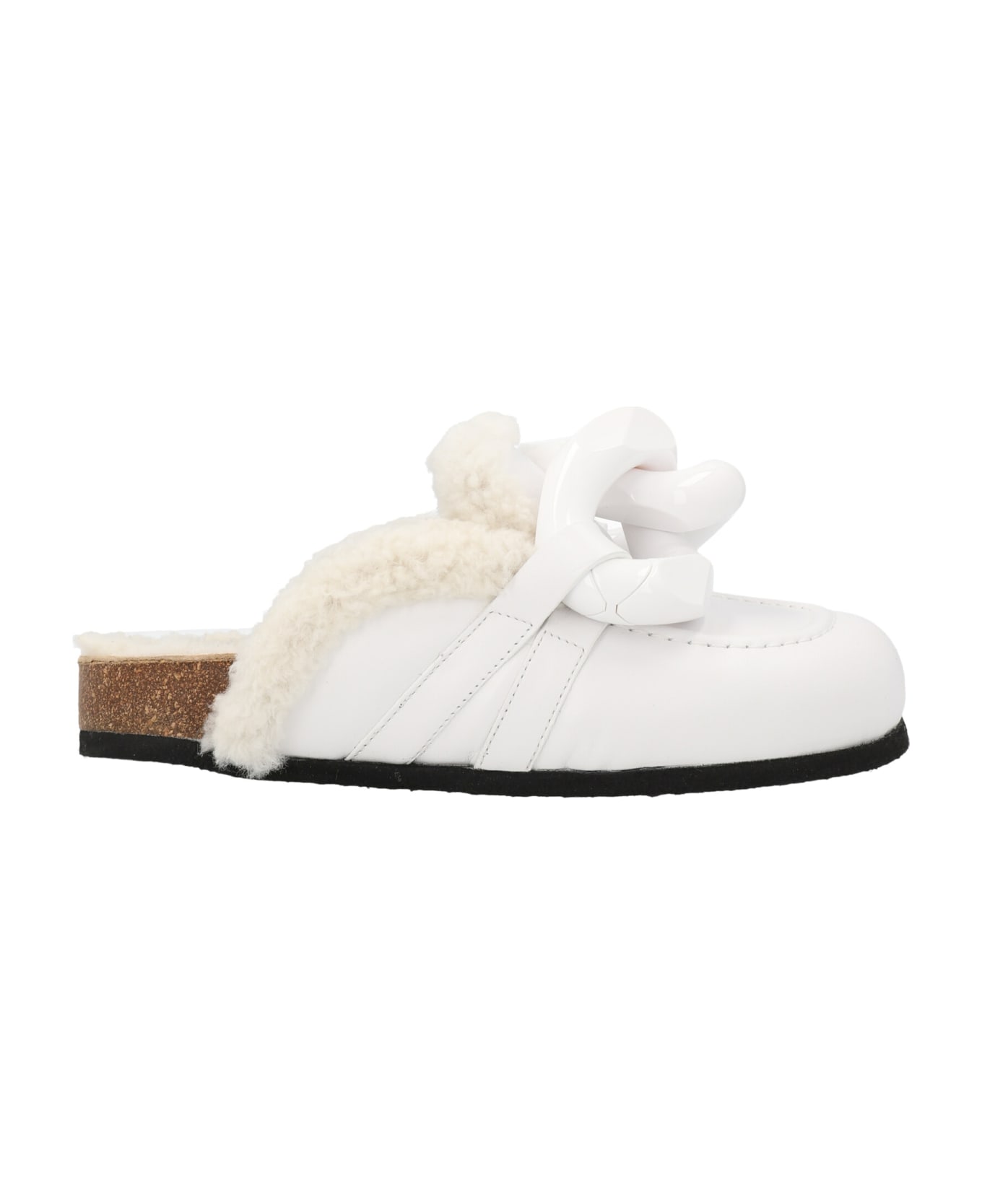 J.W. Anderson 'chain' Shearling Sabots - White