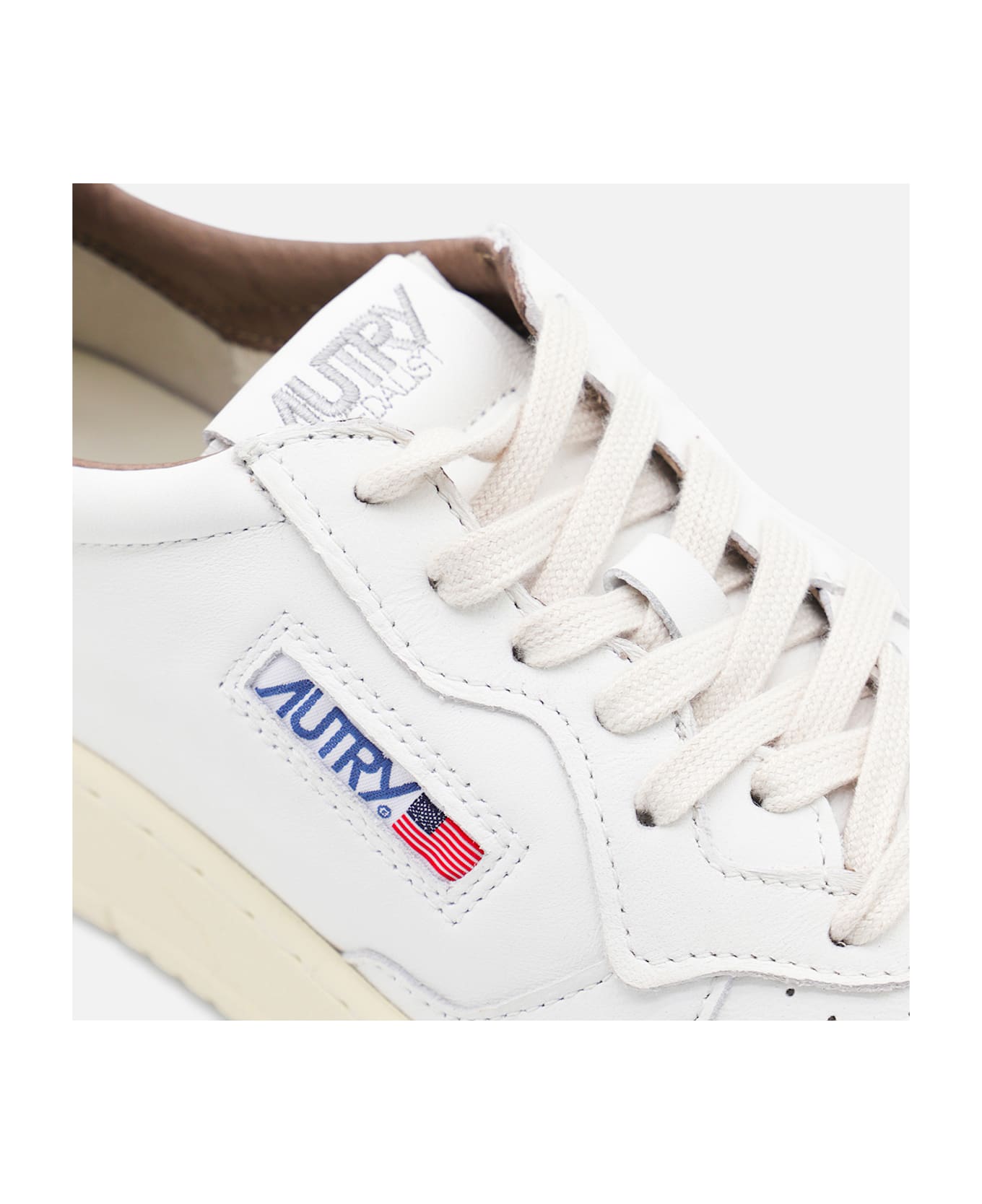 Autry White And Light Beige Leather Medalist Sneakers - WHITE/TOBACCO スニーカー