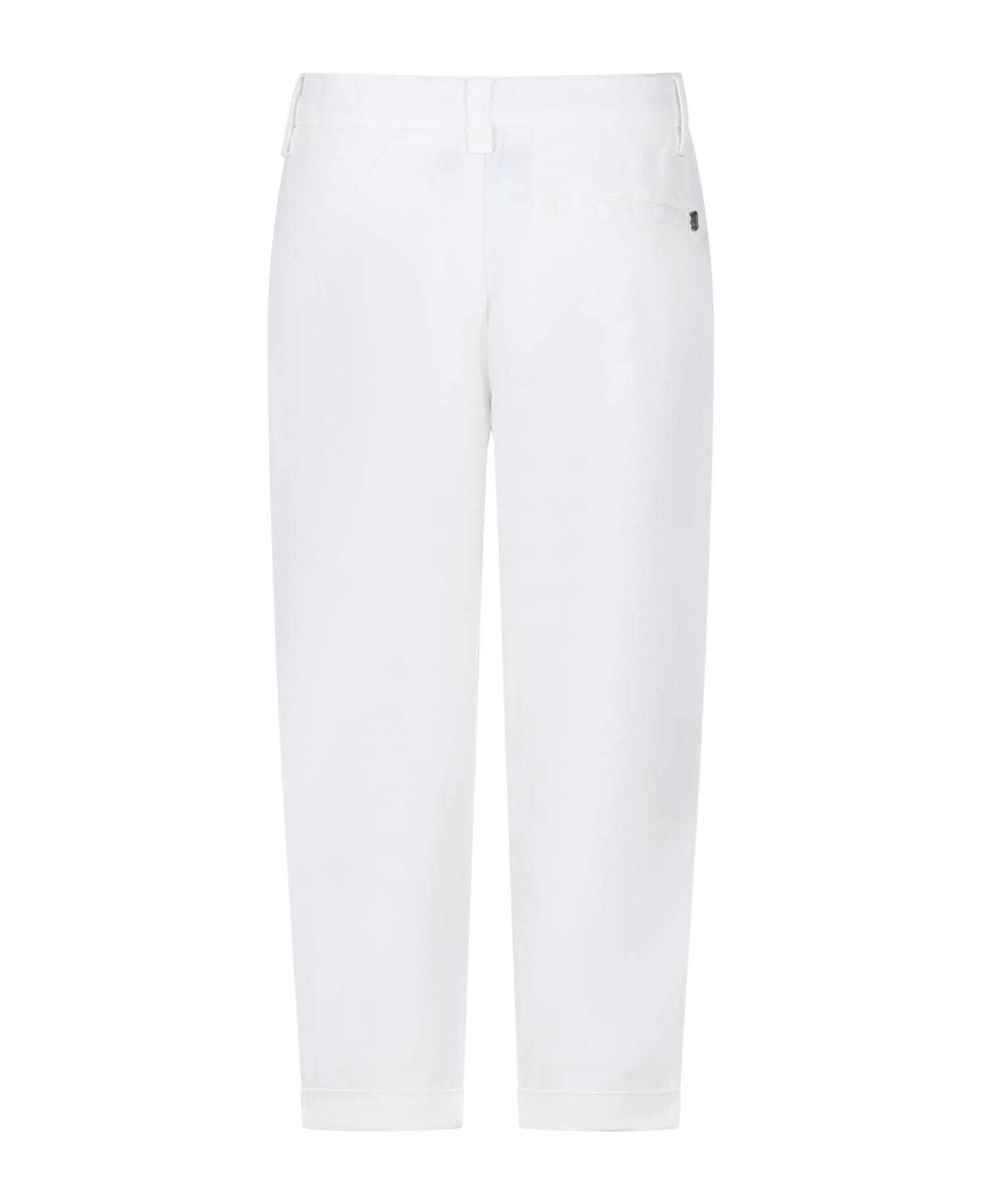 Dondup White Trousers For Boy With Logo - White
