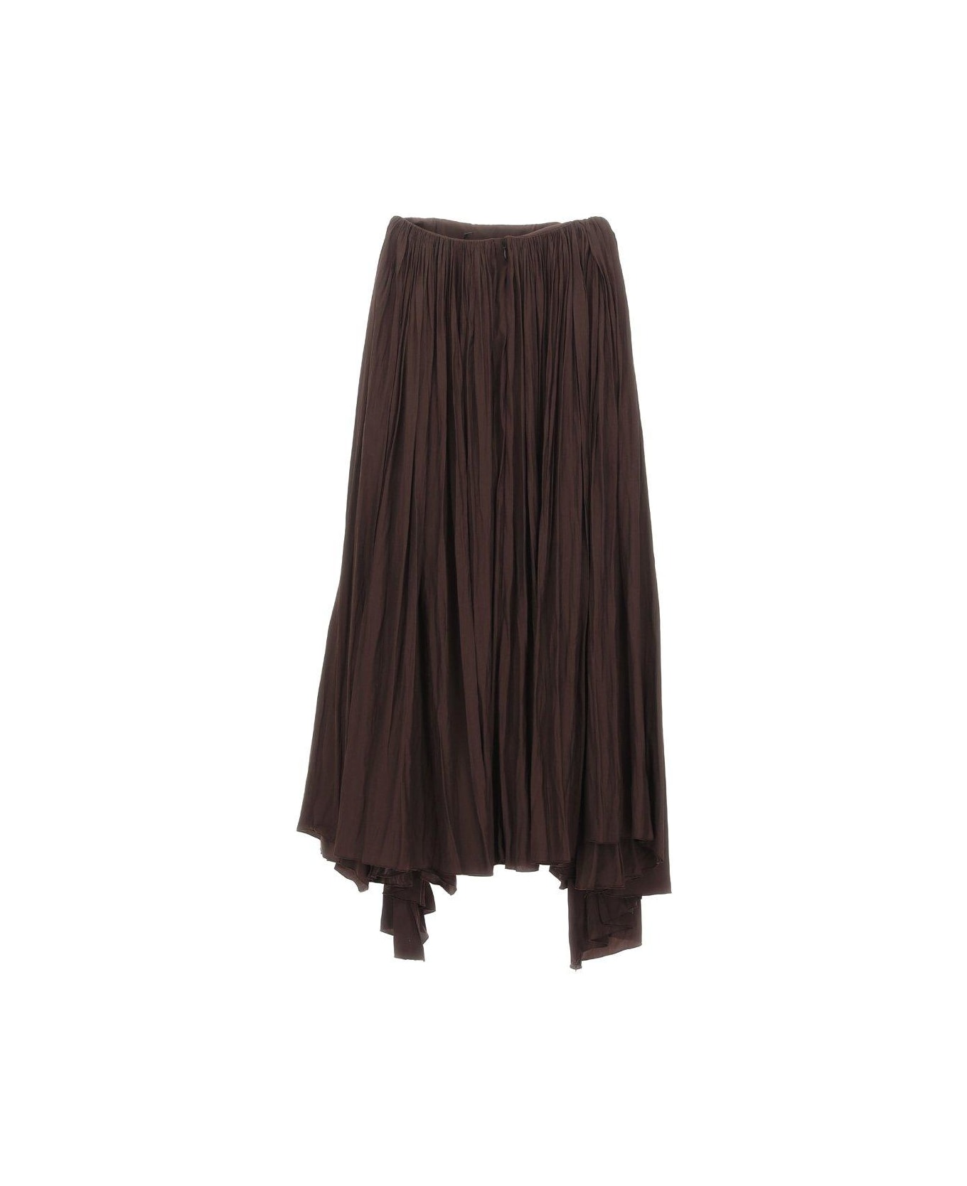 Lanvin High Waist Asymmetric Gathered Maxi Skirt - CACAO スカート