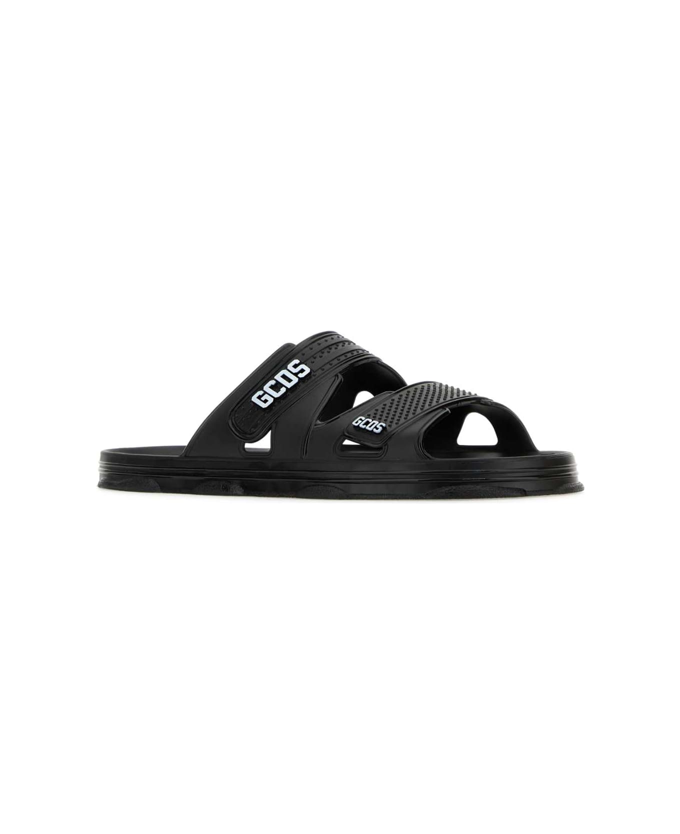GCDS Black Rubber Gcds Slippers - NERO