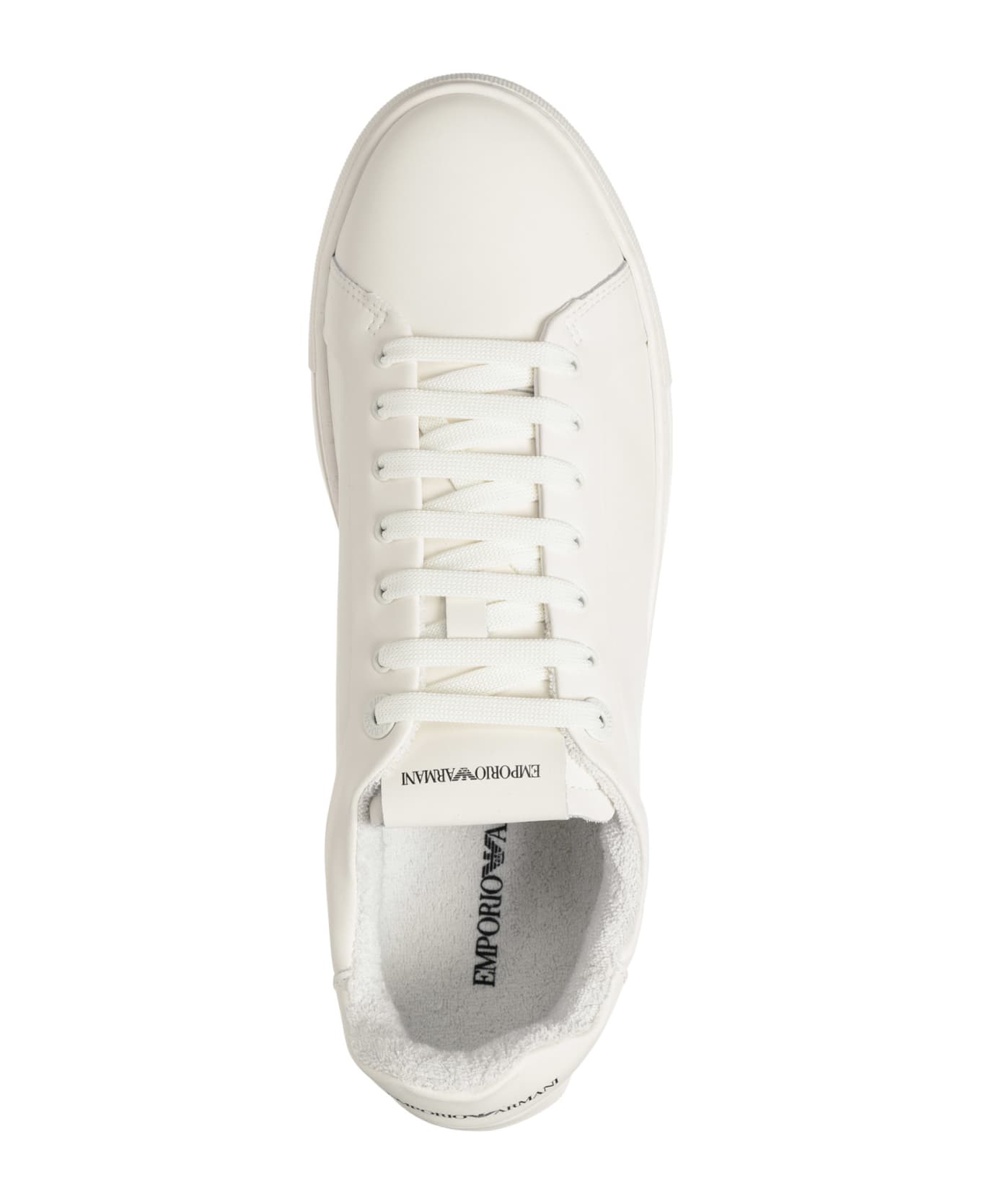 Emporio Armani Leather Sneakers With Logo - White