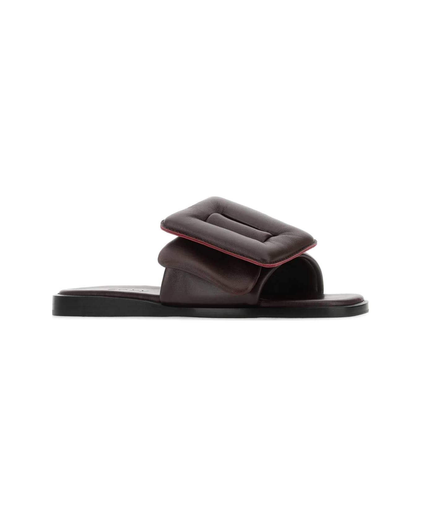 BOYY Chocolate Leather Puffy Slippers - CAROB