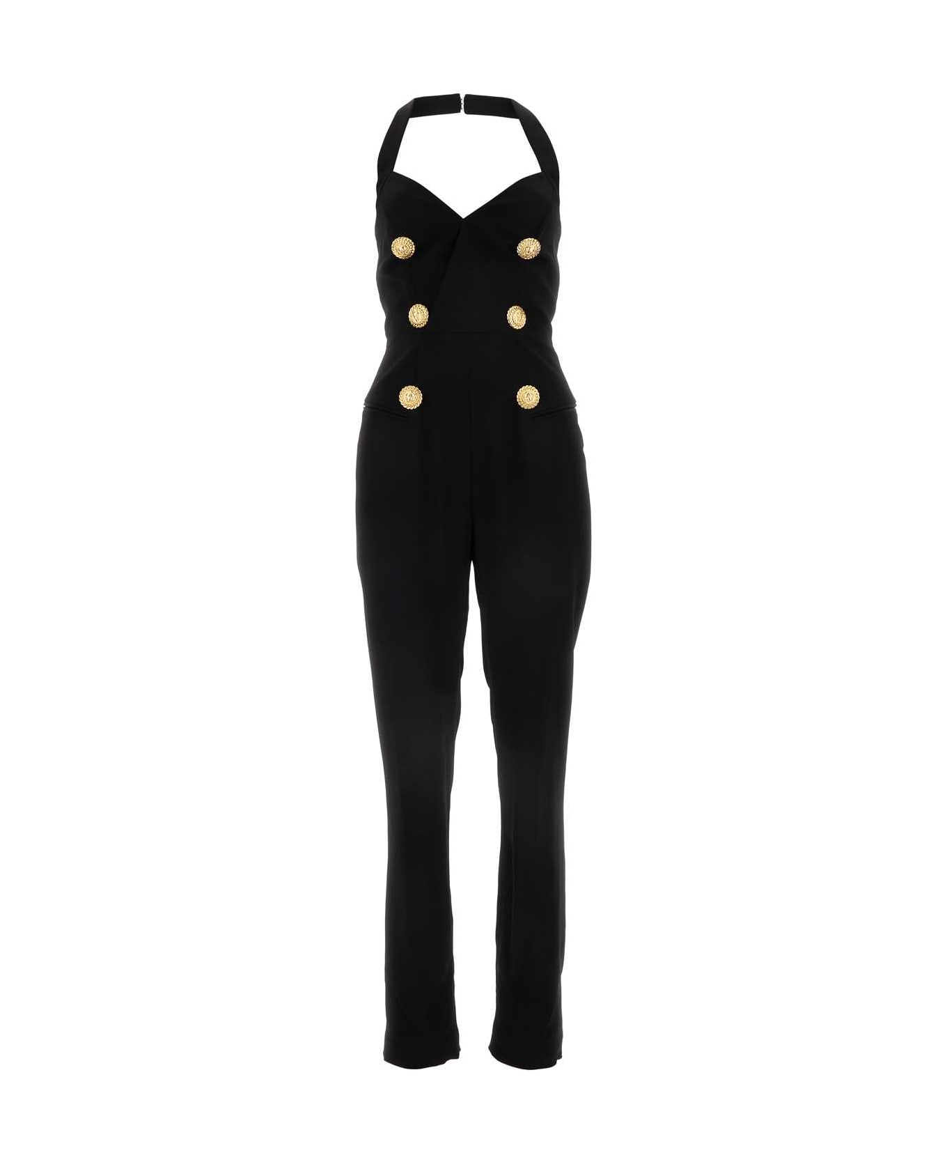 Balmain Black Viscose Jumpsuit - NOIR