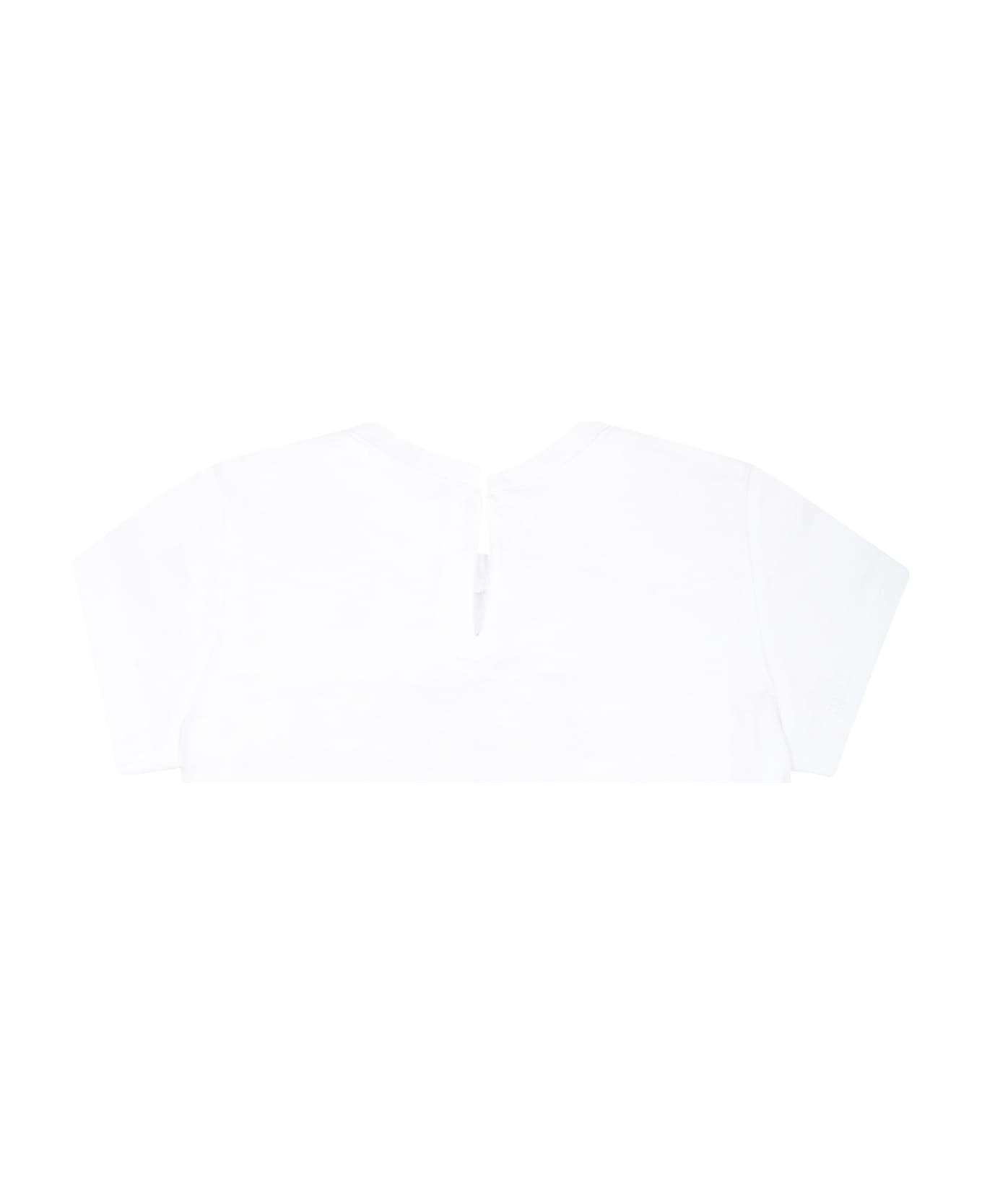 Monnalisa White T-shirt For Girl With Castle Print And Logo - White
