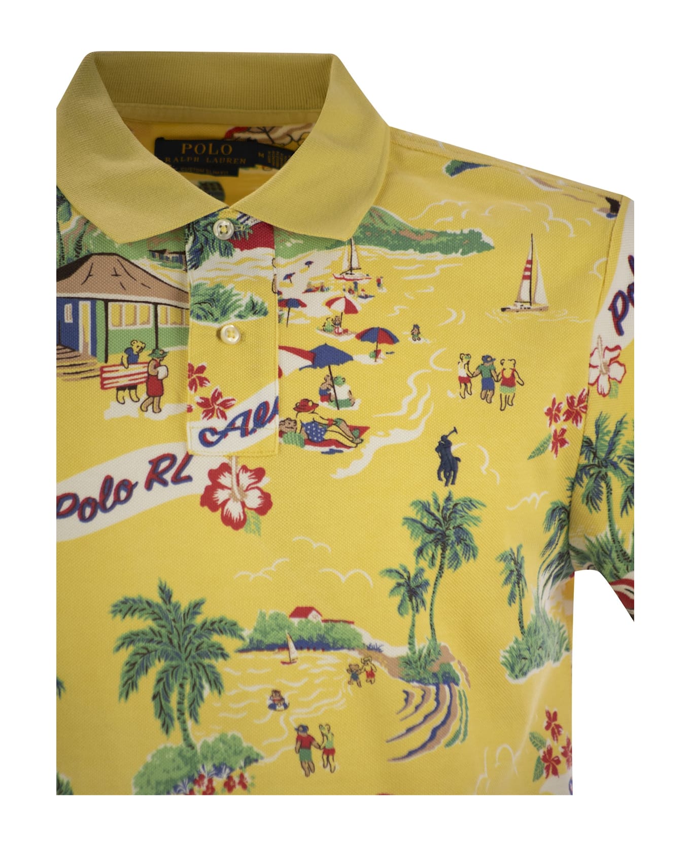 Ralph Lauren Polo Bear Custom Slim-fit Pique Polo - ON HOLIDAY BEAR YELLOW