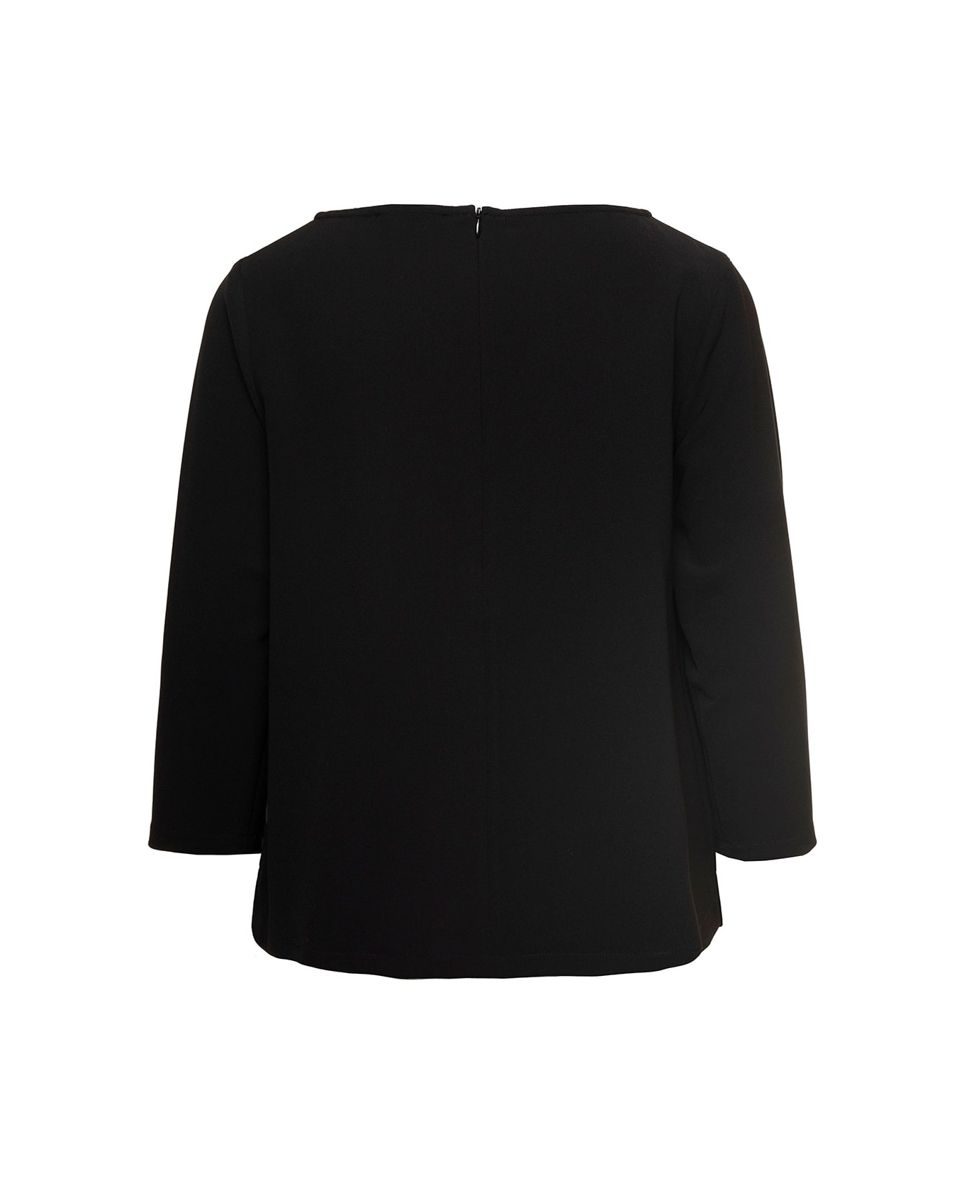 Antonelli Black Long Sleeved Blouse With Zip In Stretch Fabric Woman - Black