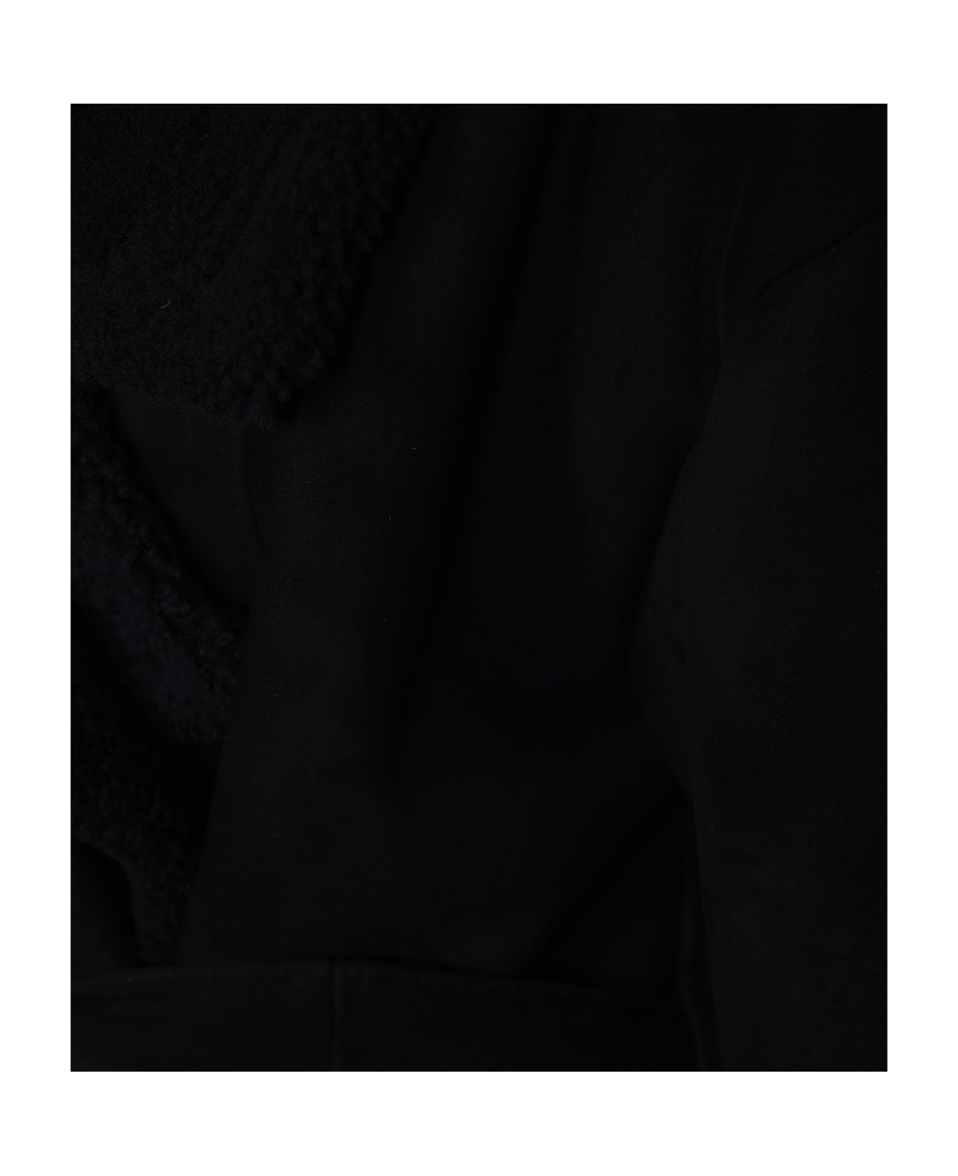 DFour Fur Collar Tie-waist Jacket - Black