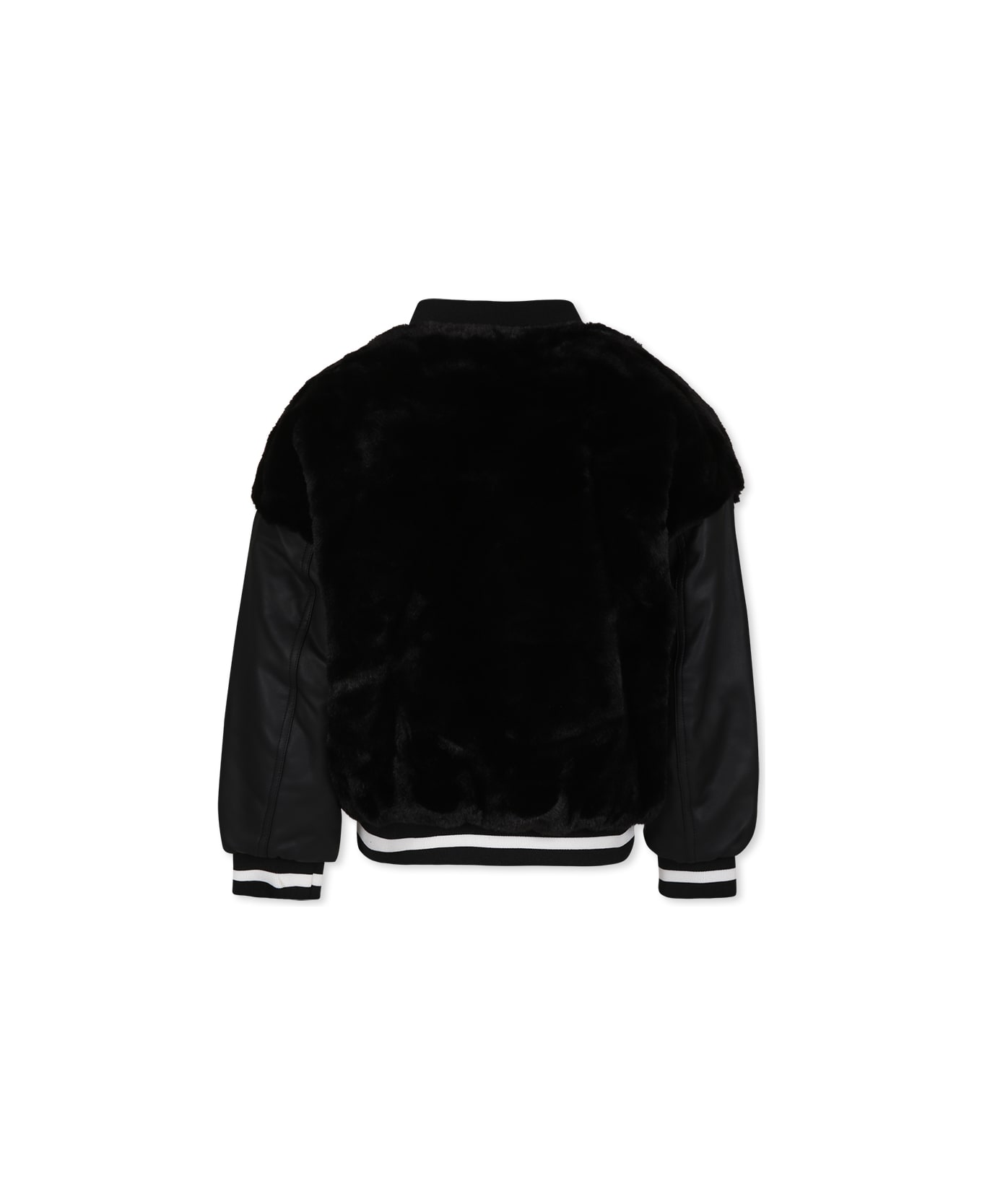 DKNY Black Bomber Jacket For Girl With Logo - Black