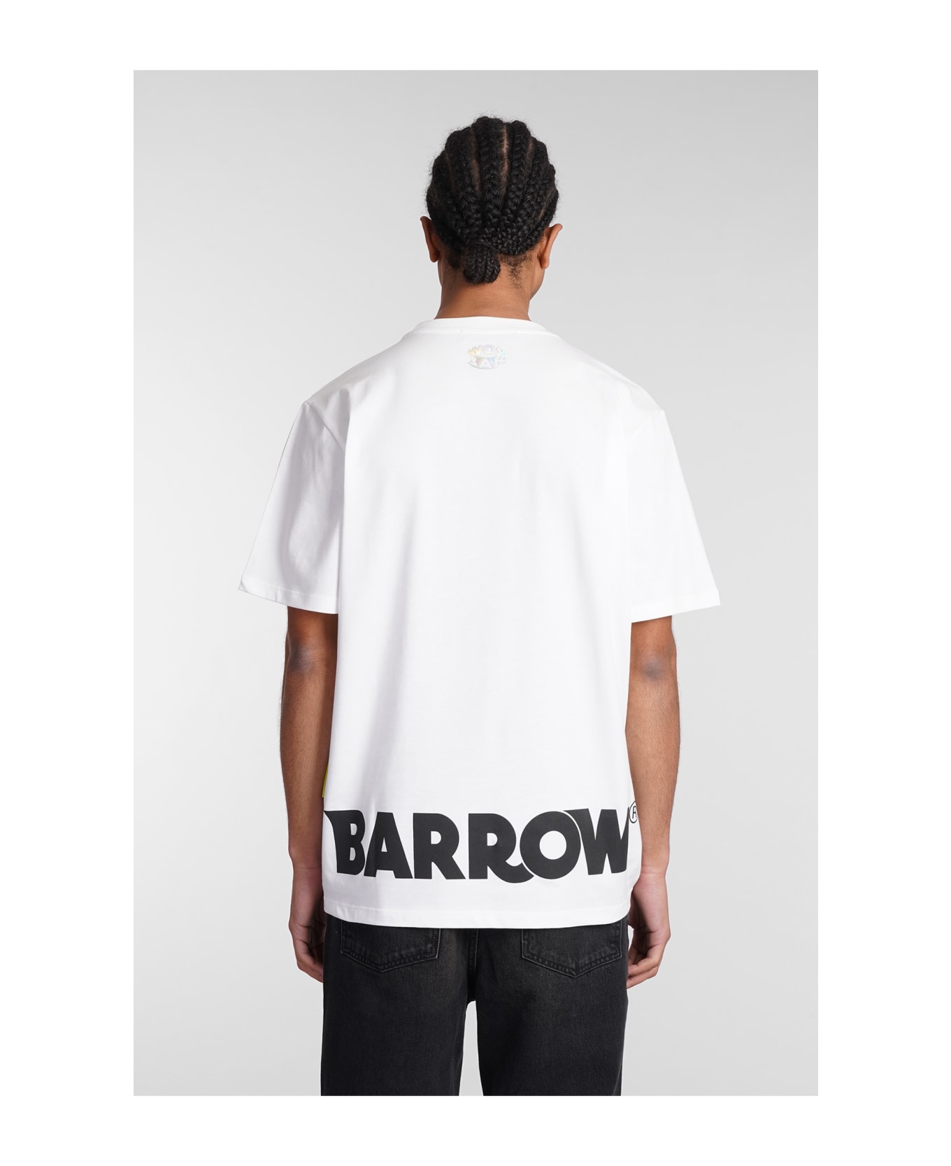 Barrow White T-shirt With Front And Back Lettering And Logo - White シャツ