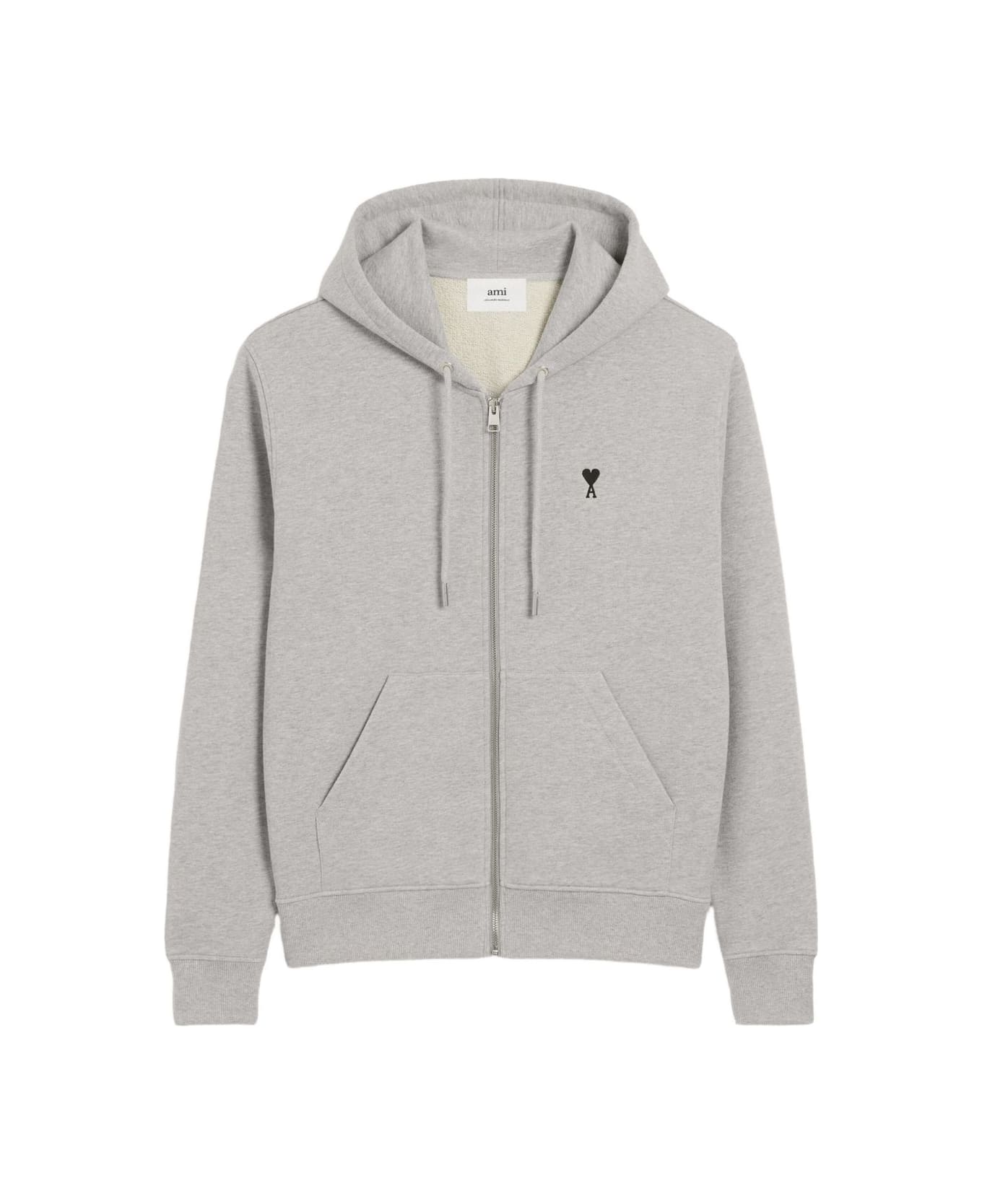 Ami Alexandre Mattiussi Ami De Coeur Cotton Hoodie - Light Grey