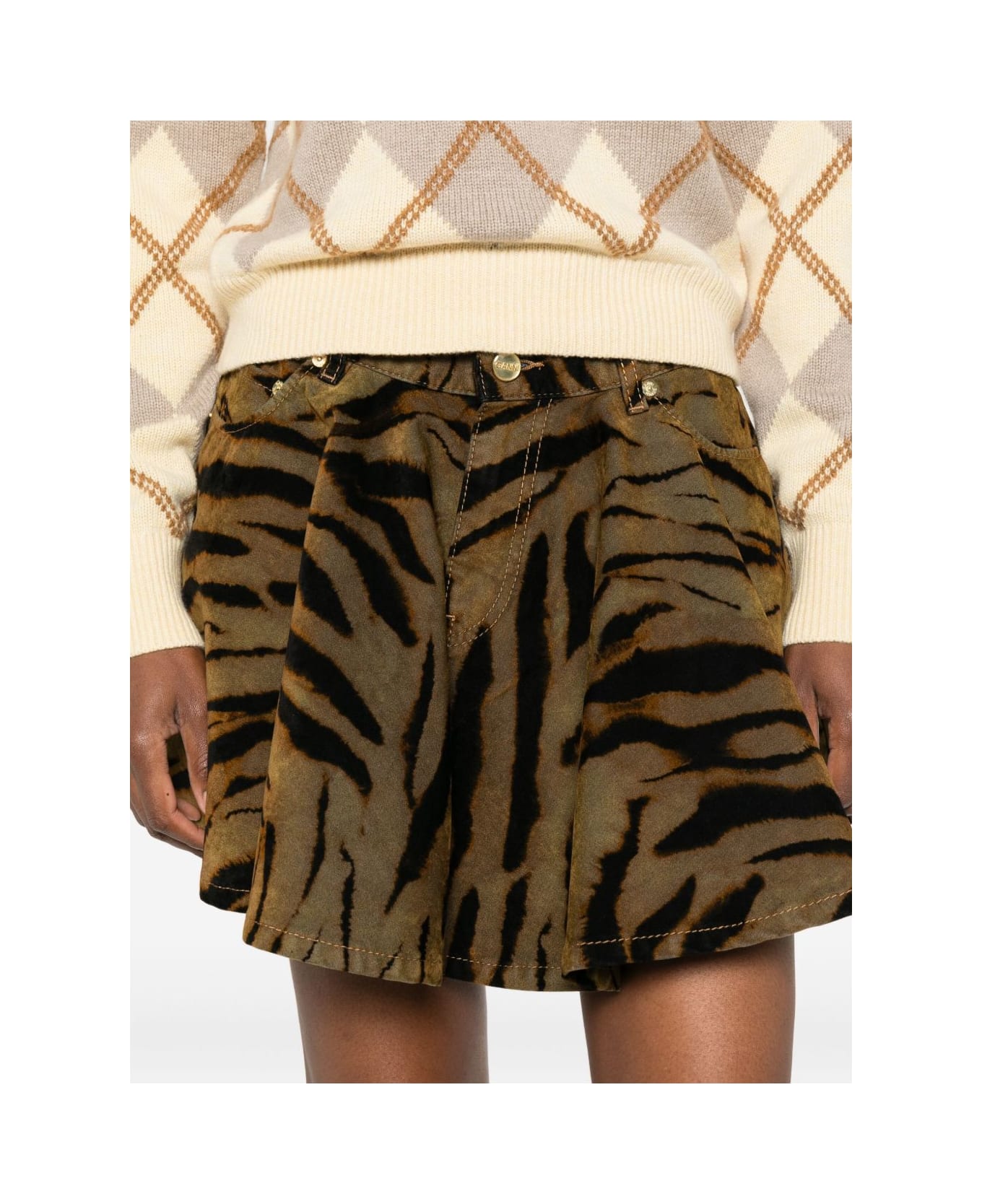 Ganni Denin Mini Skirt - BROWN