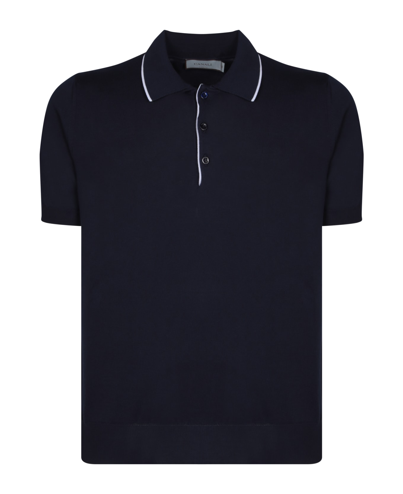 Canali Edges White/blue Polo Shirt - Blue ポロシャツ