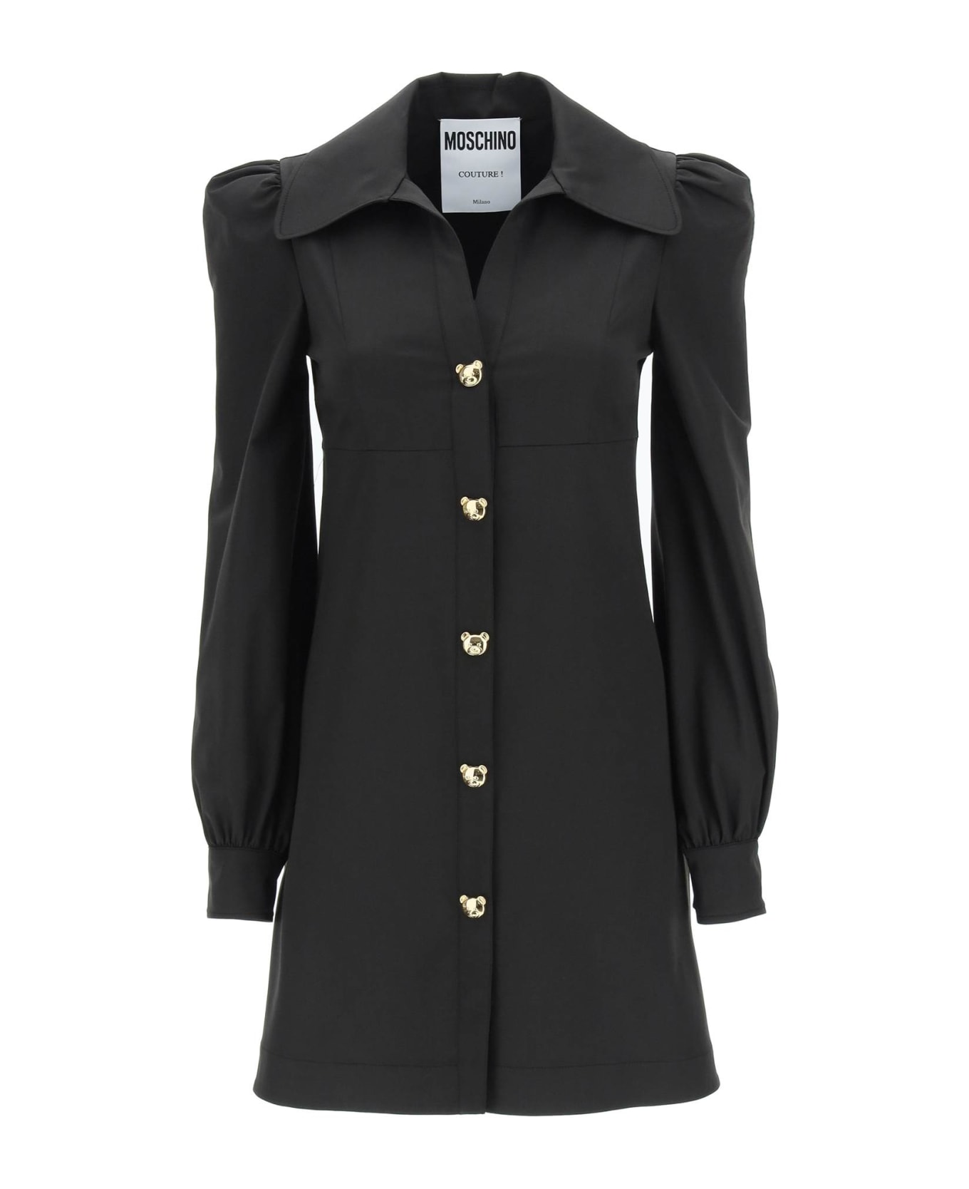 Moschino Shirt Dress With Teddy Bear Buttons - NERO (Black)