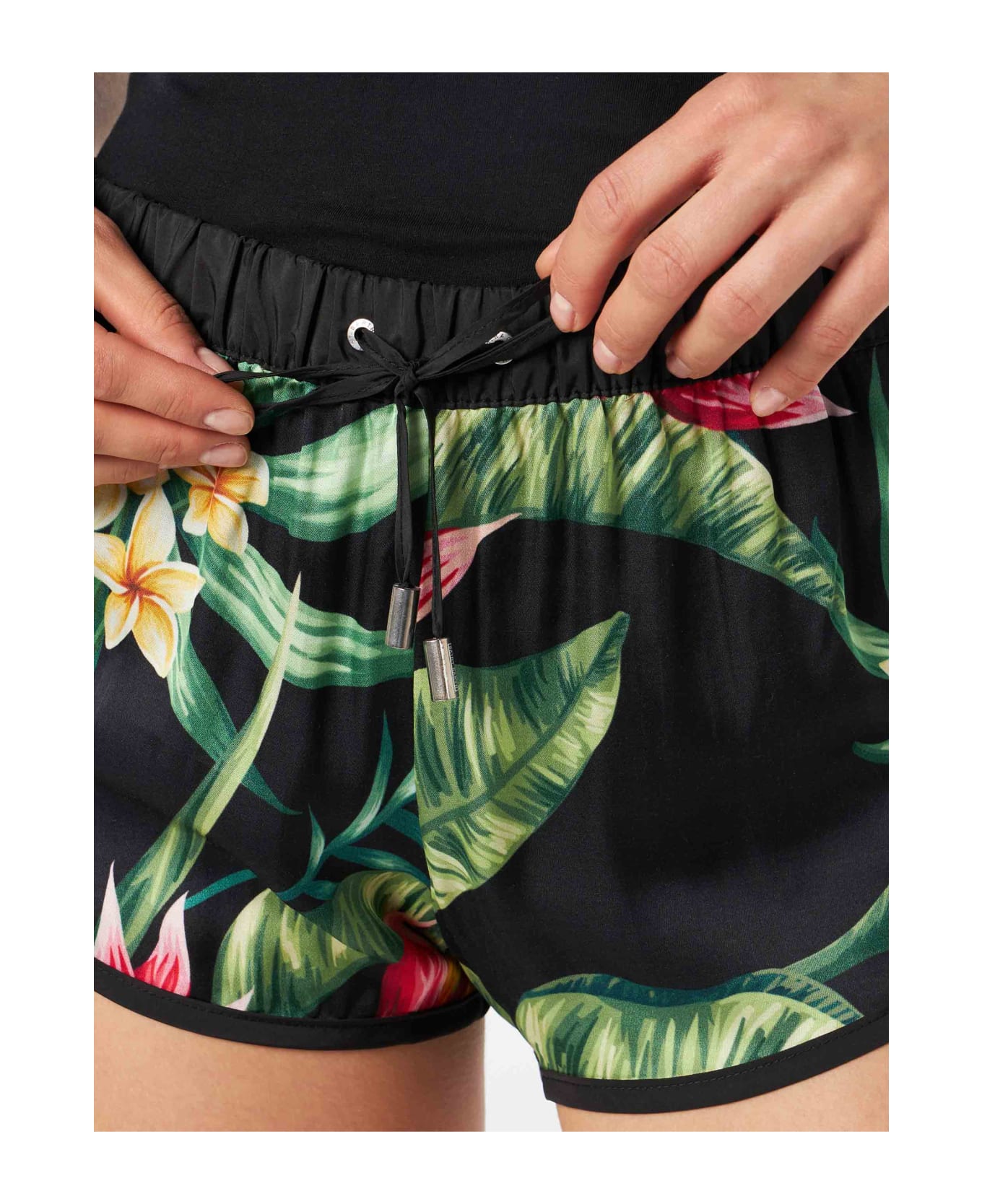 MC2 Saint Barth Tropical Print Woman Shorts - BLACK