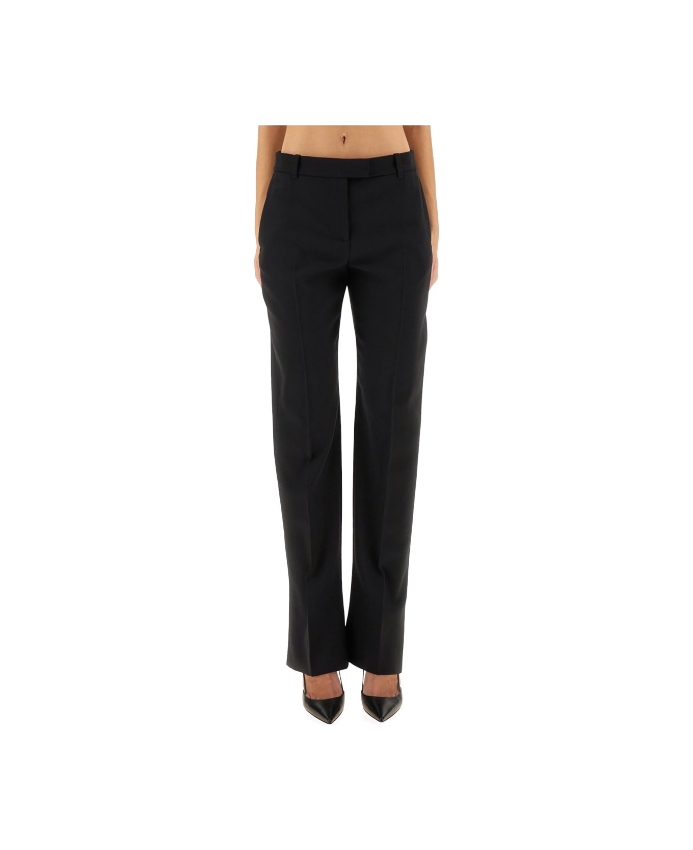 Alexander McQueen Wool Gabardine Tailored Pants - BLACK