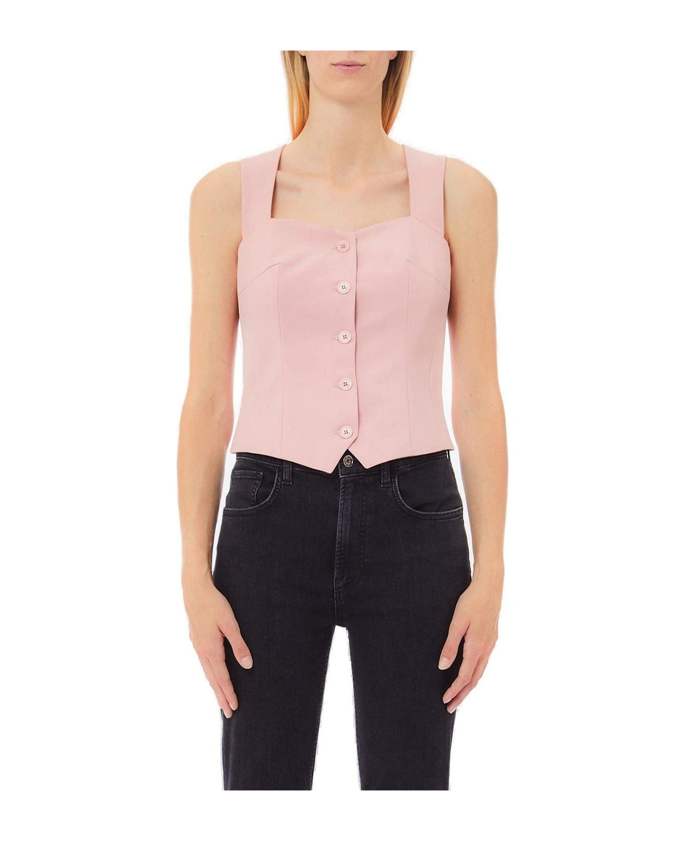 Liu-Jo Buttoned Sweetheart-neck Vest - Rosa