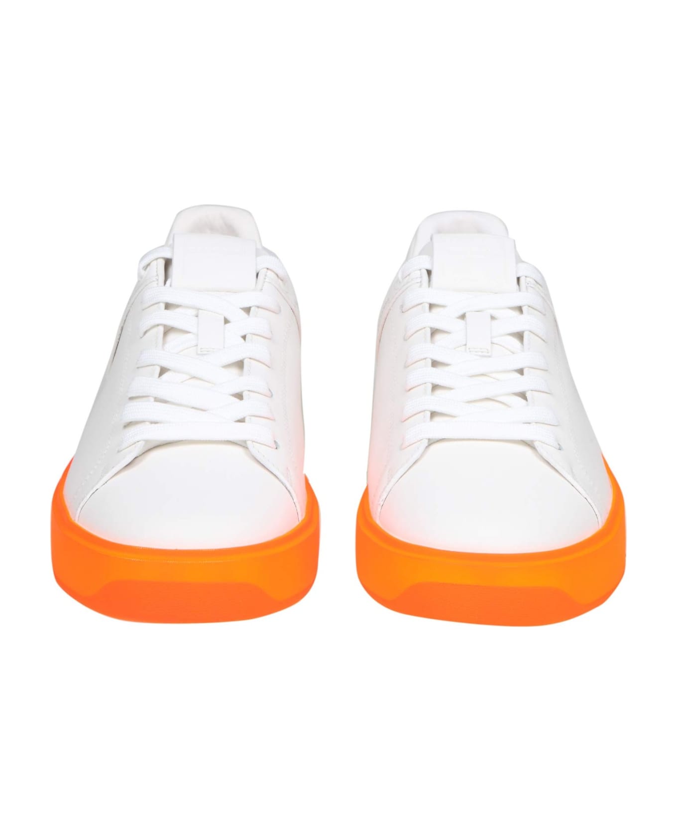 Balmain B Court Sneakers In White Leather With Two-tone Sole - white/multicolor