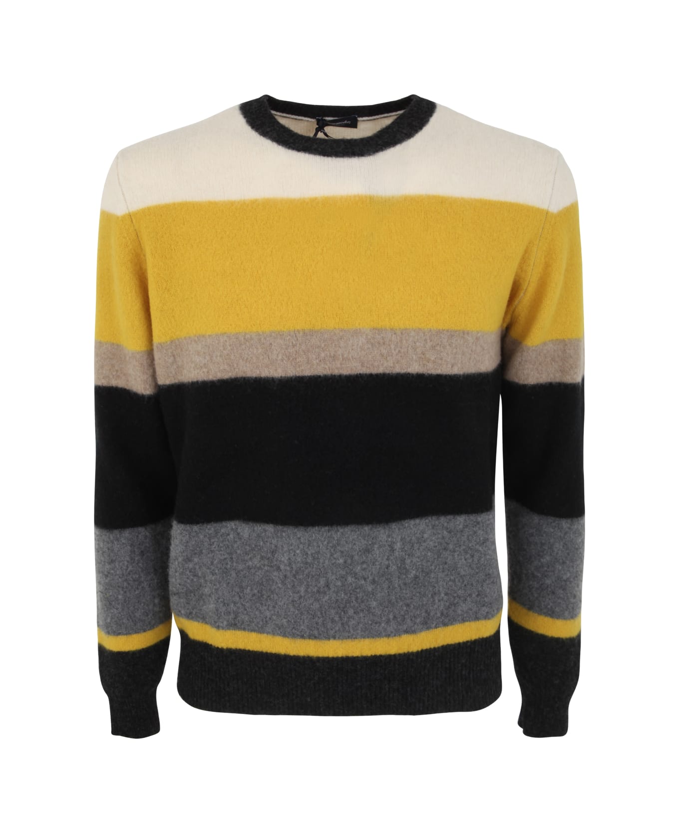 Drumohr Color Block Long Sleeve Crew Neck Sweater - Yellow Grey