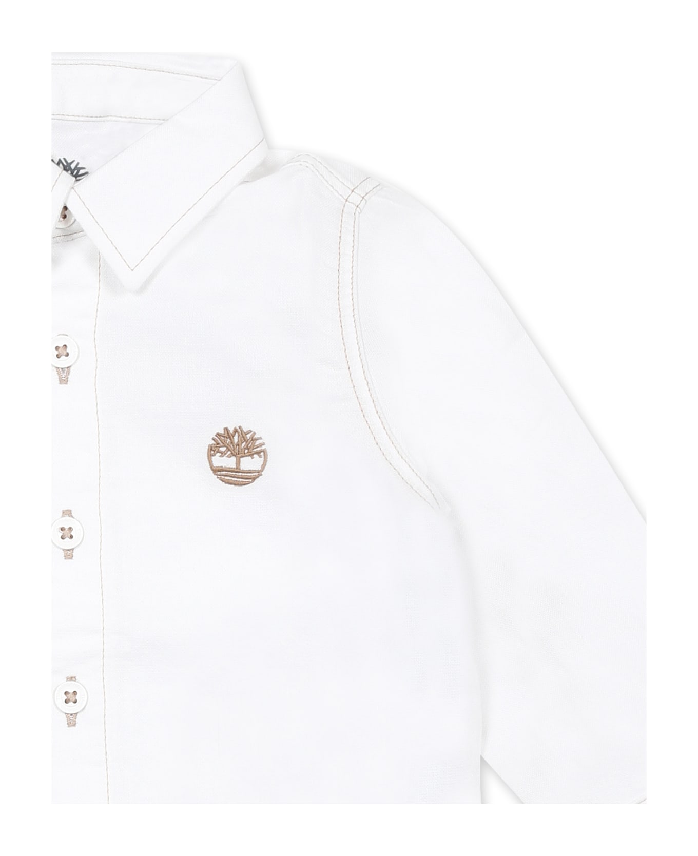 Timberland White Shirt For Baby Boy With Tree - White