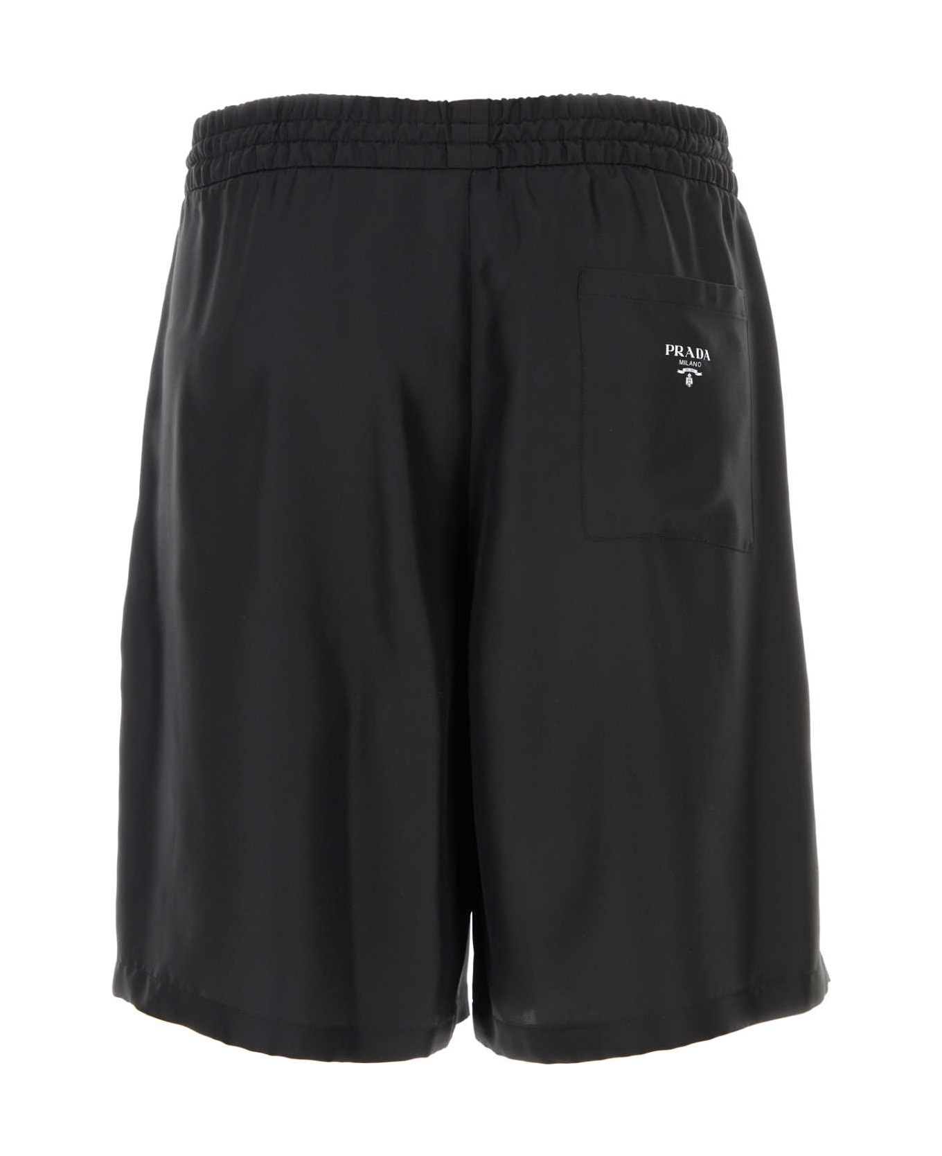 Prada Black Twill Bermuda Shorts - NERO