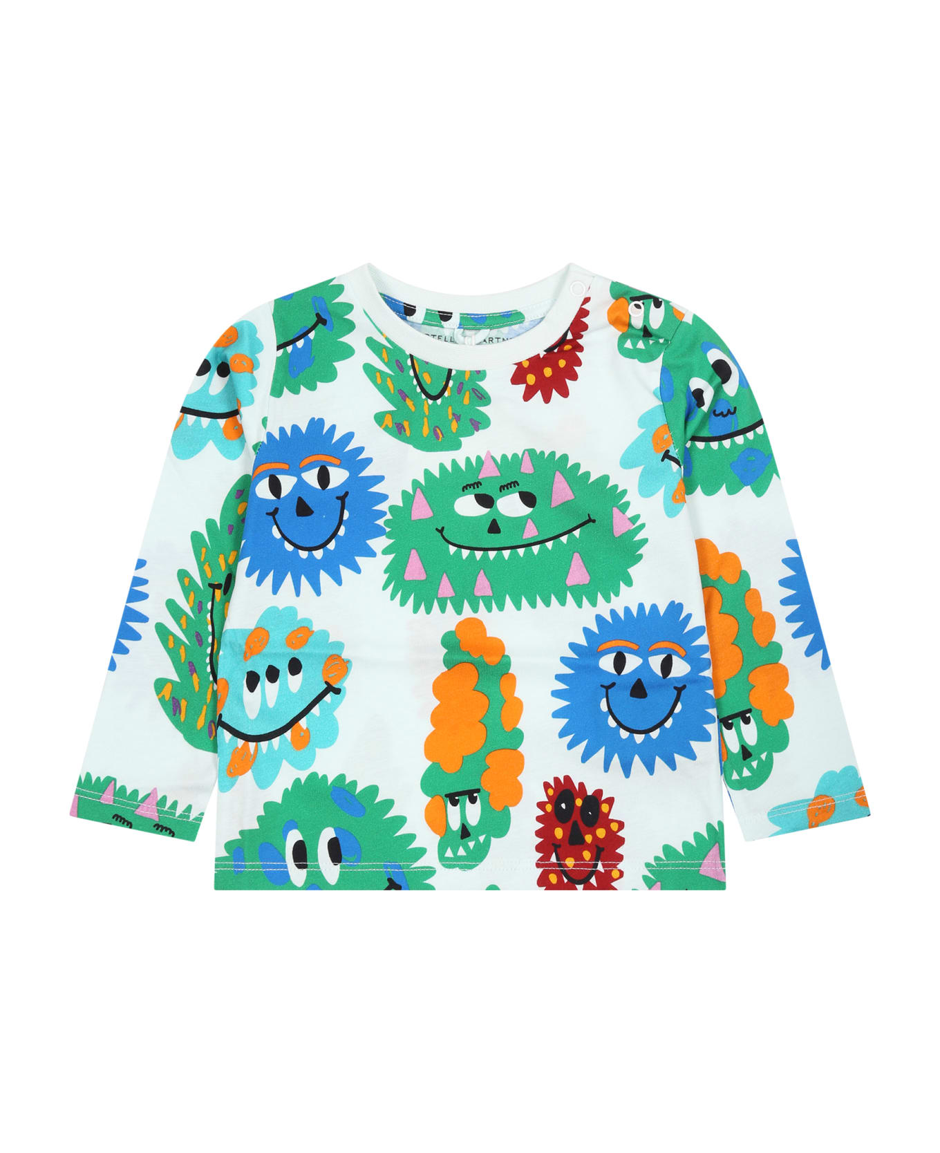 Stella McCartney Kids Light Blue T-shirt For Baby Boy With Print - White Tシャツ＆ポロシャツ