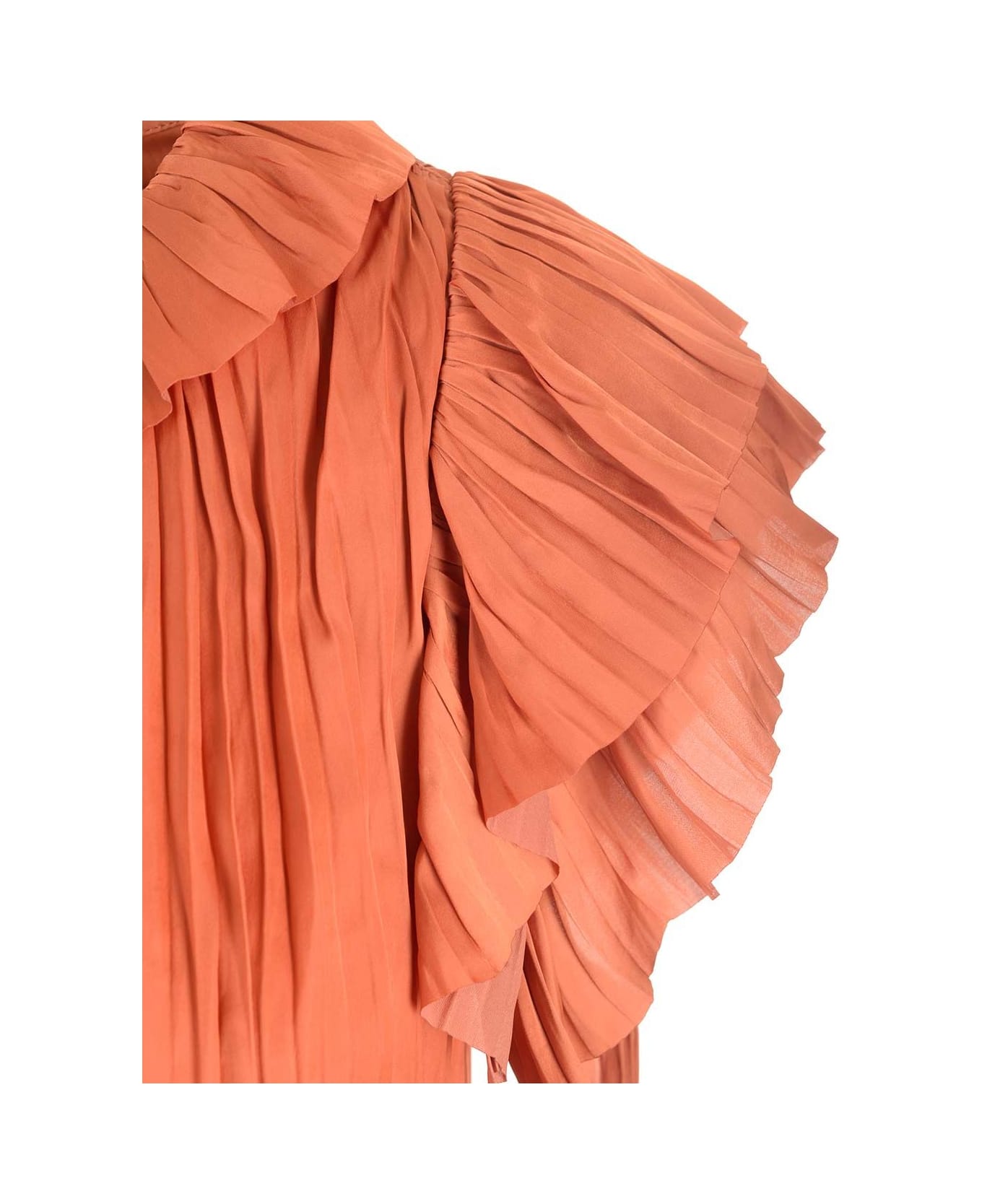 Ulla Johnson "elli" Top In Pleated Satin - Orange