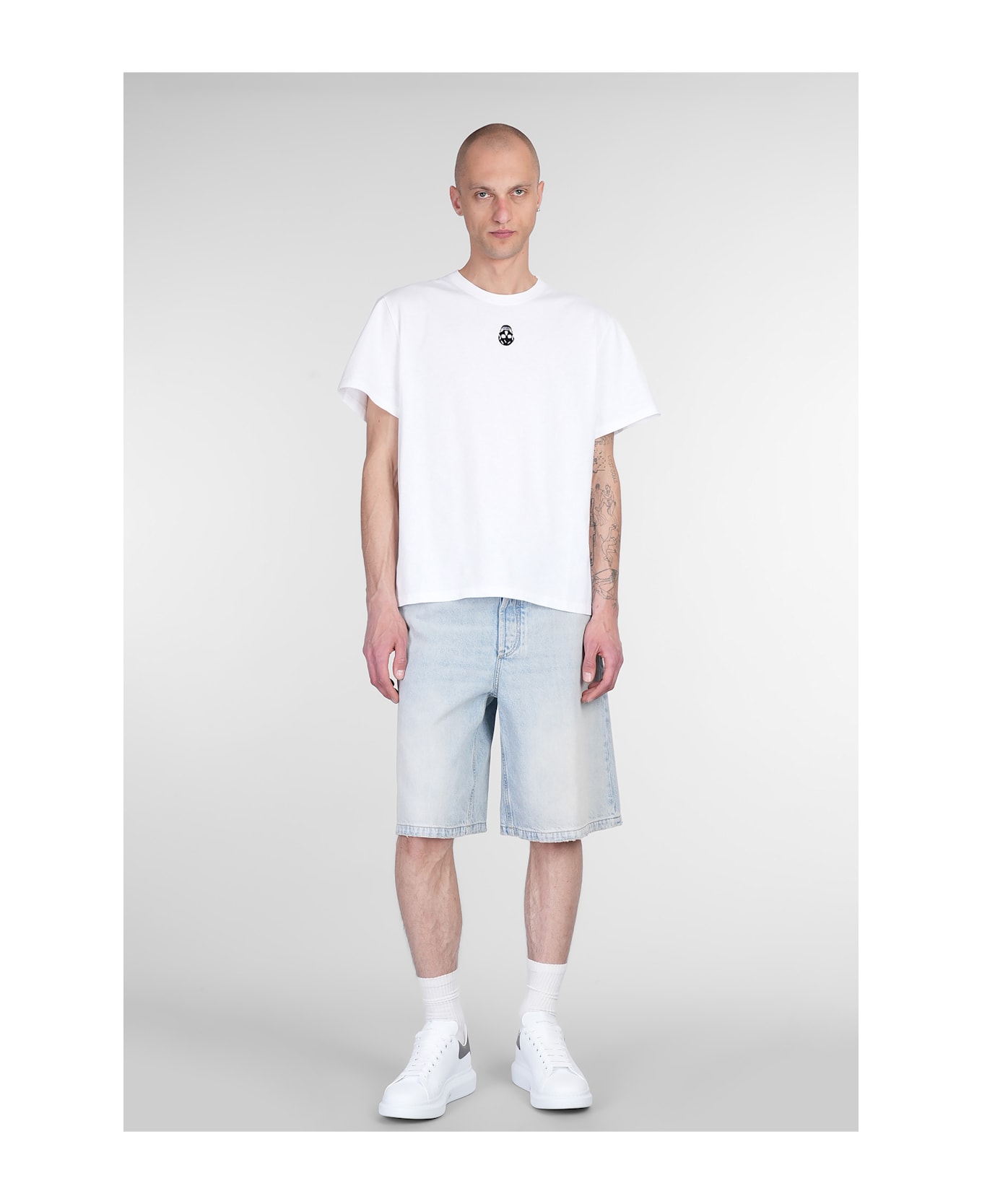 Alexander McQueen T-shirt In White Cotton - WHITE / BLACK