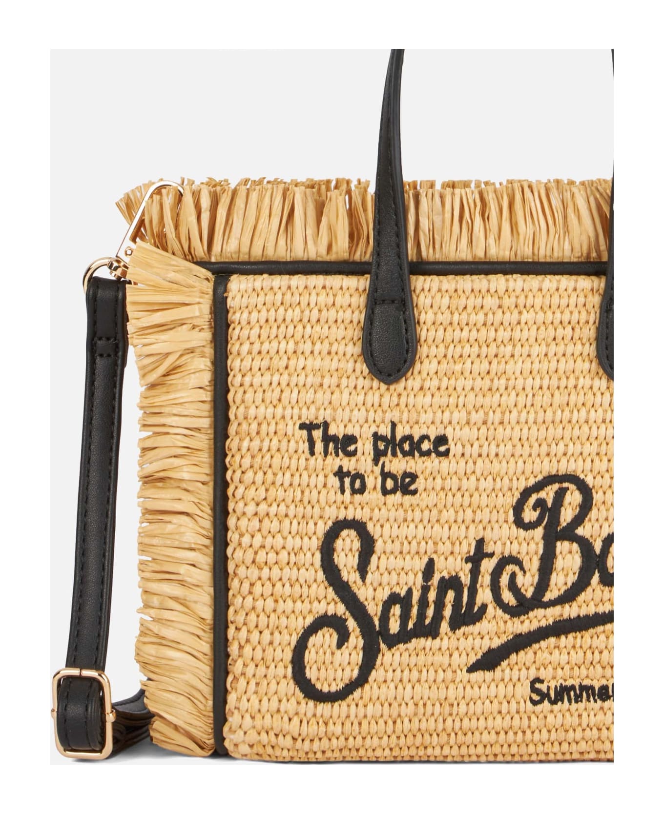 MC2 Saint Barth Mini Vanity Straw Bag With Embroidery - WHITE