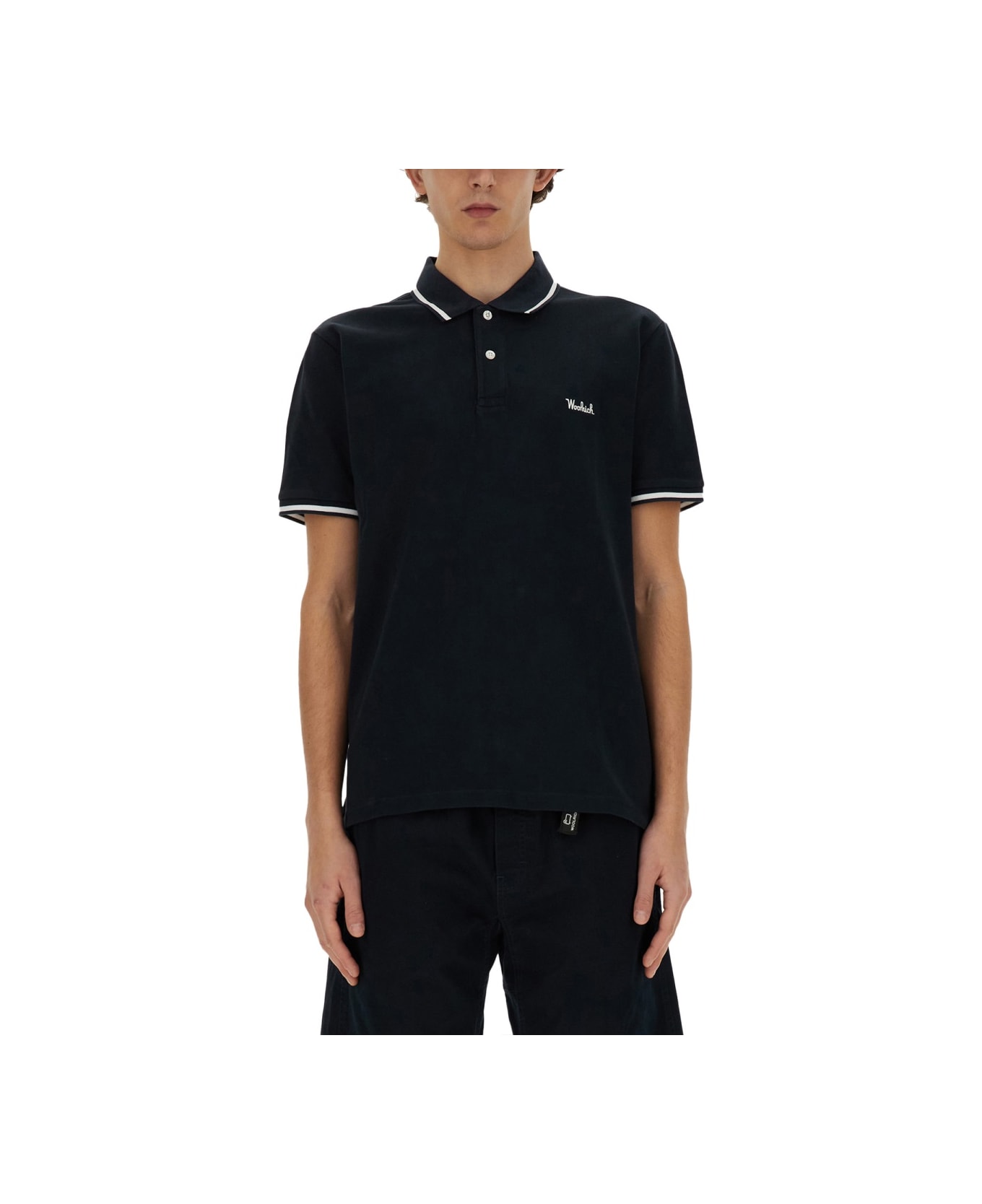 Woolrich Polo With Logo - Melton Blue