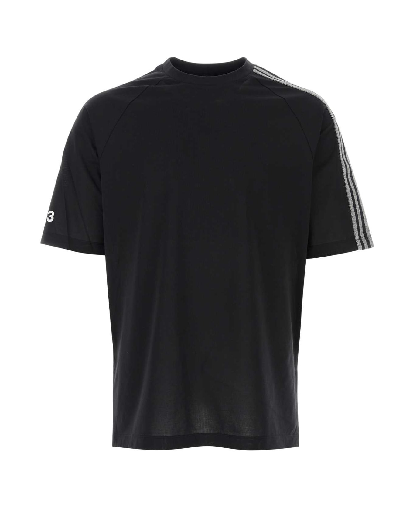 Y-3 Black Cotton Blend Oversize T-shirt - BLACKOFFWHITE シャツ