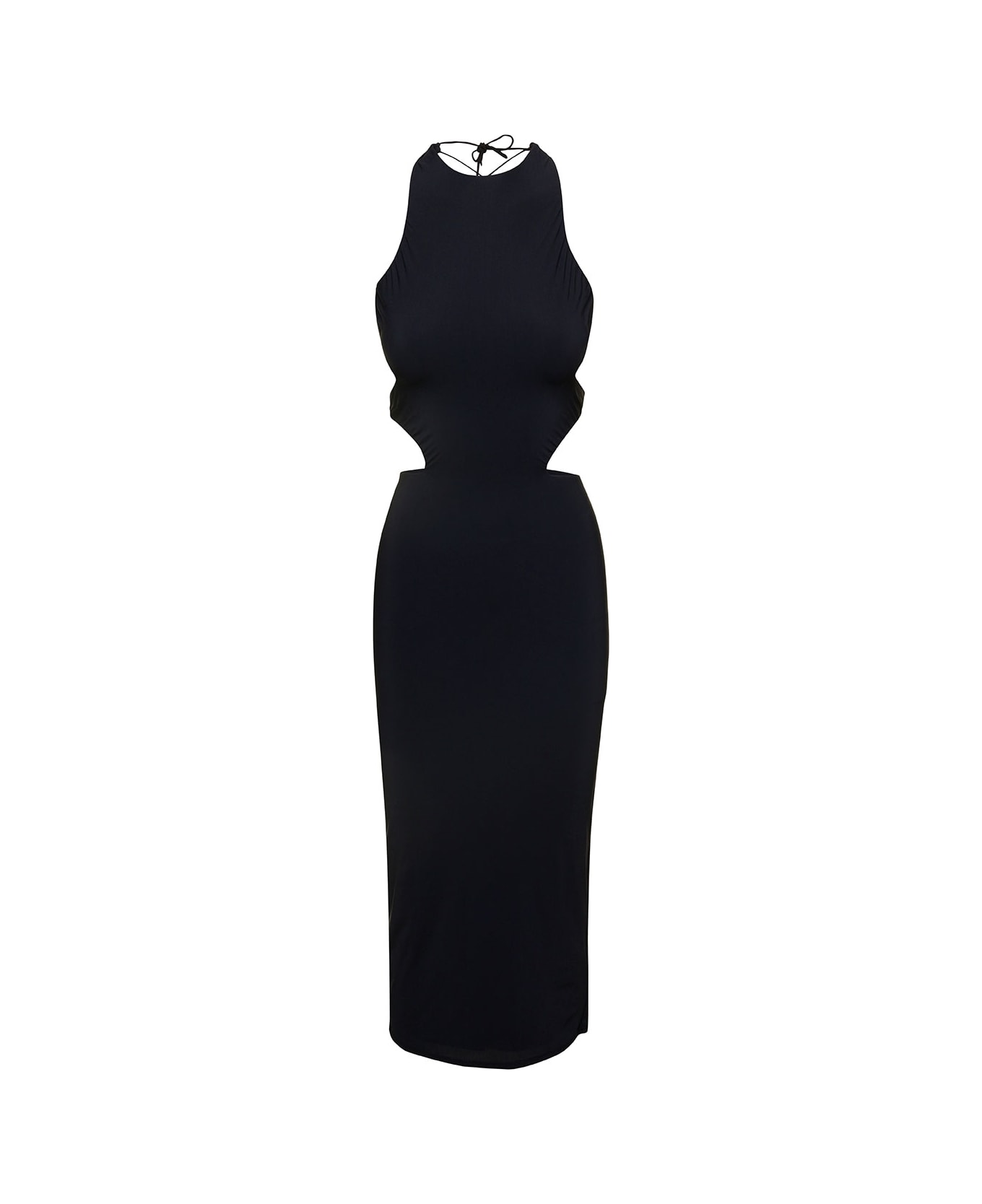 Amazuìn 'linda' Midi Black Dress With Open Back And Cut-out In Stretch Polyamide Woman - Black