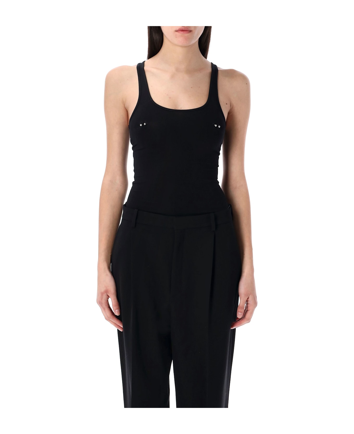 Mugler Tank Pierced Bodysuit - BLACK