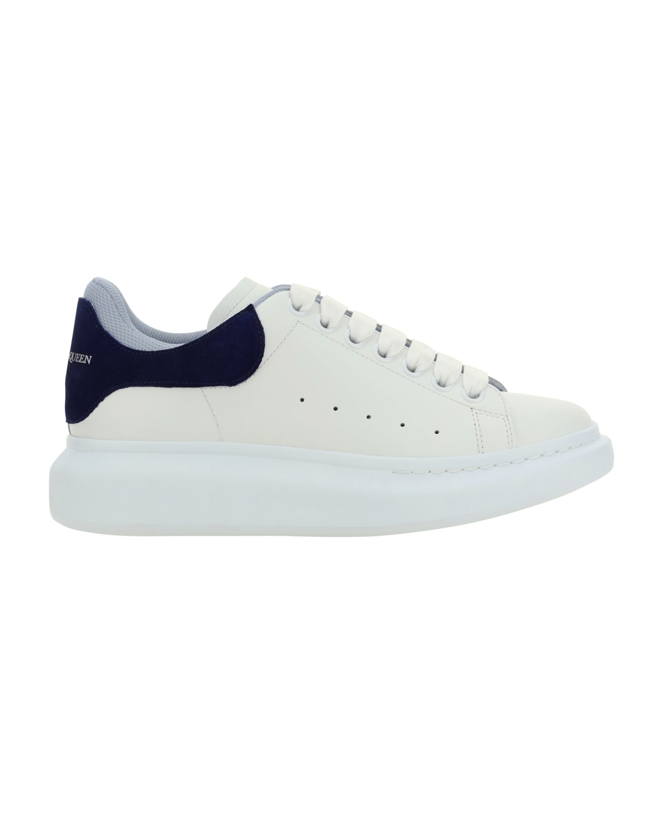 Alexander McQueen 'oversize' Sneakers With Blue Suede Heel Tab - White/navy/lig Blue
