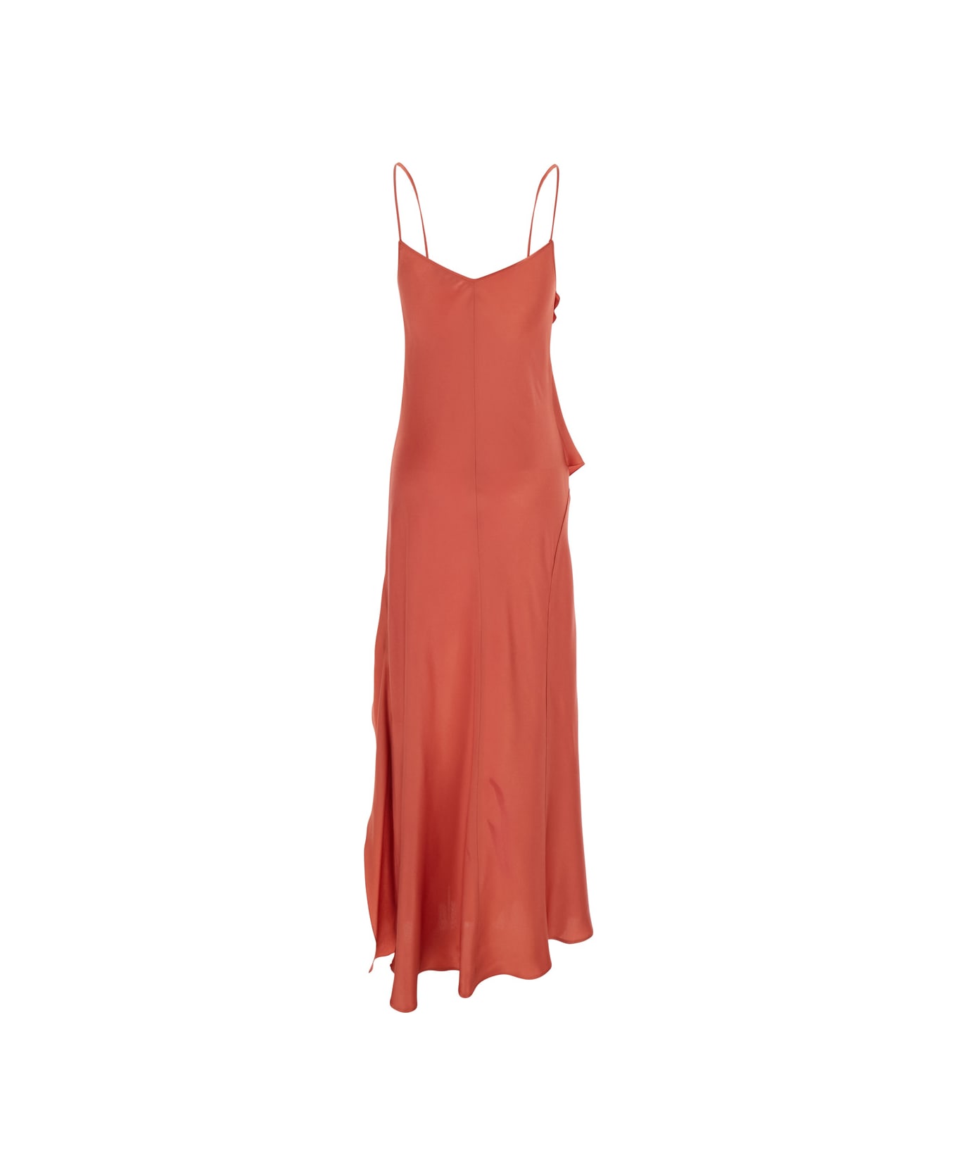 Antonelli 
luisiana
 Red Dress With Spaghetti Straps And Front Ruffle In Satin Woman - Red