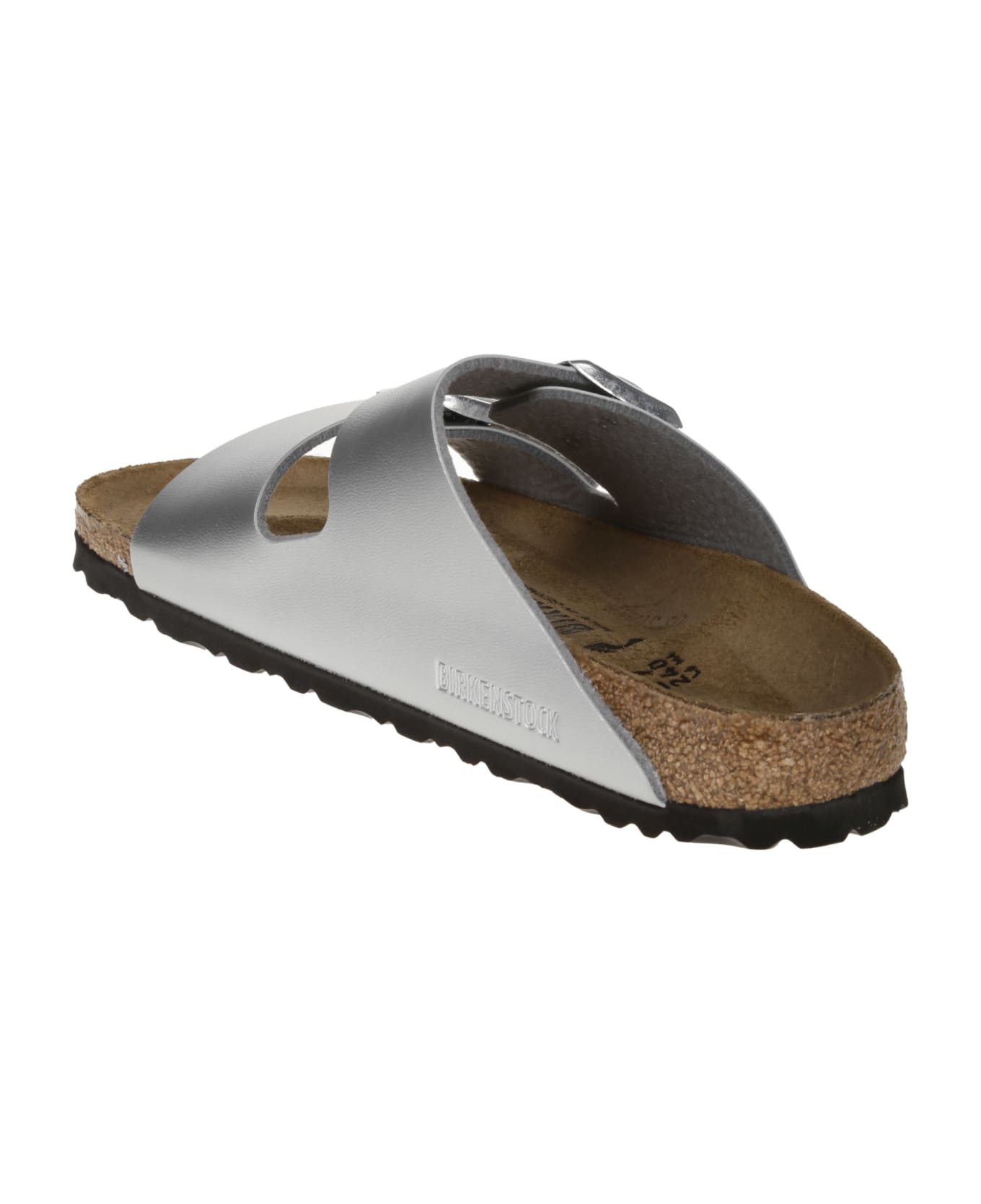 Birkenstock Arizona Double Buckle Strap Sliders - Silver