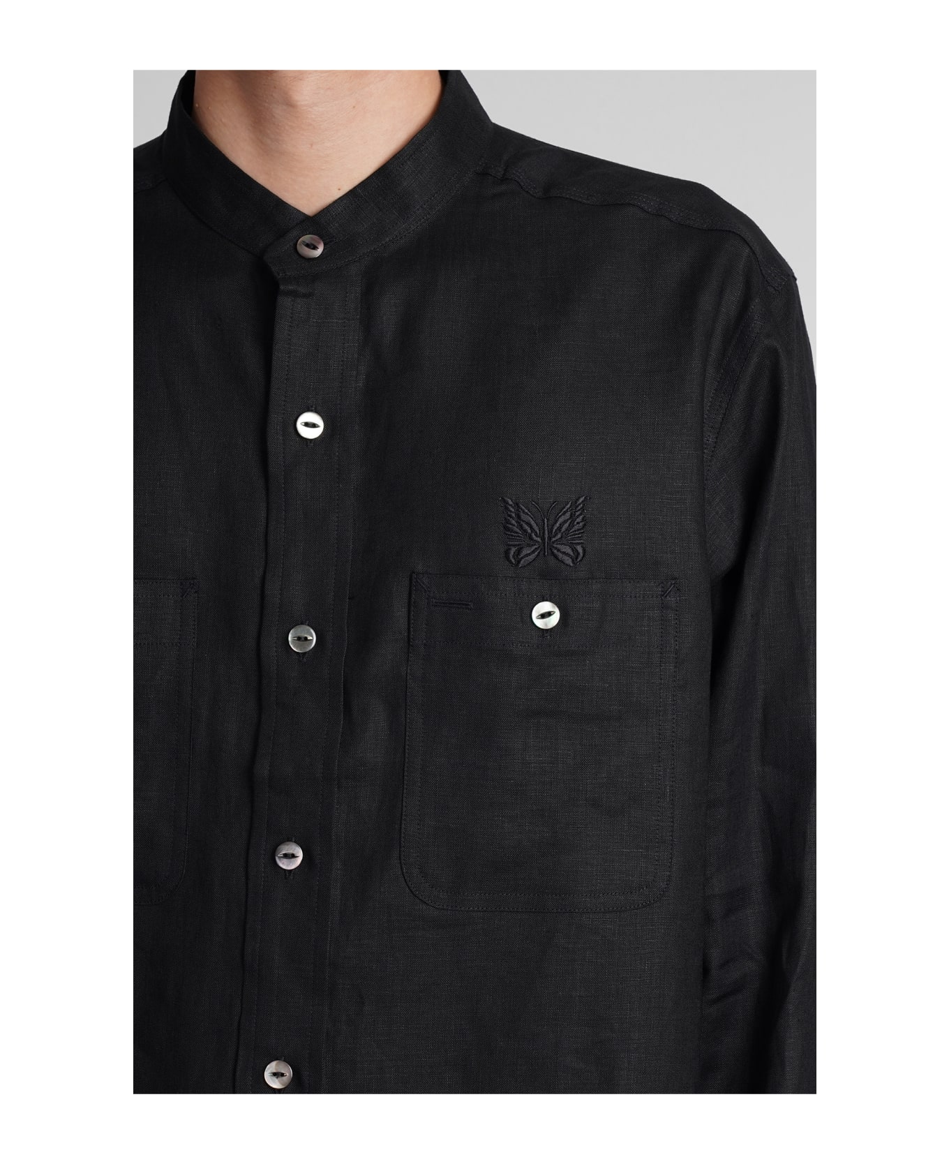 Needles Shirt In Black Linen - black