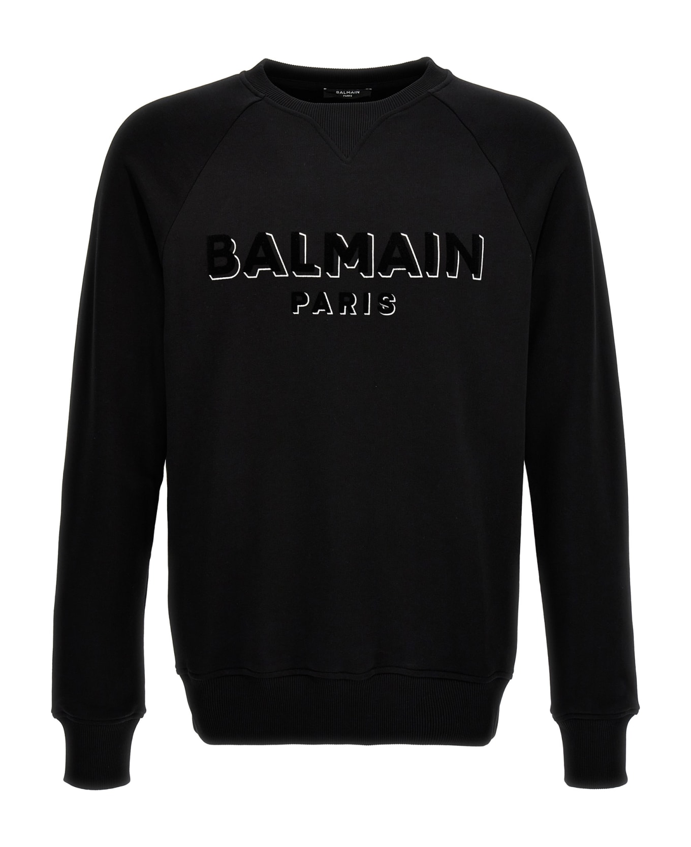Balmain Flocked Logo Sweatshirt - Black フリース