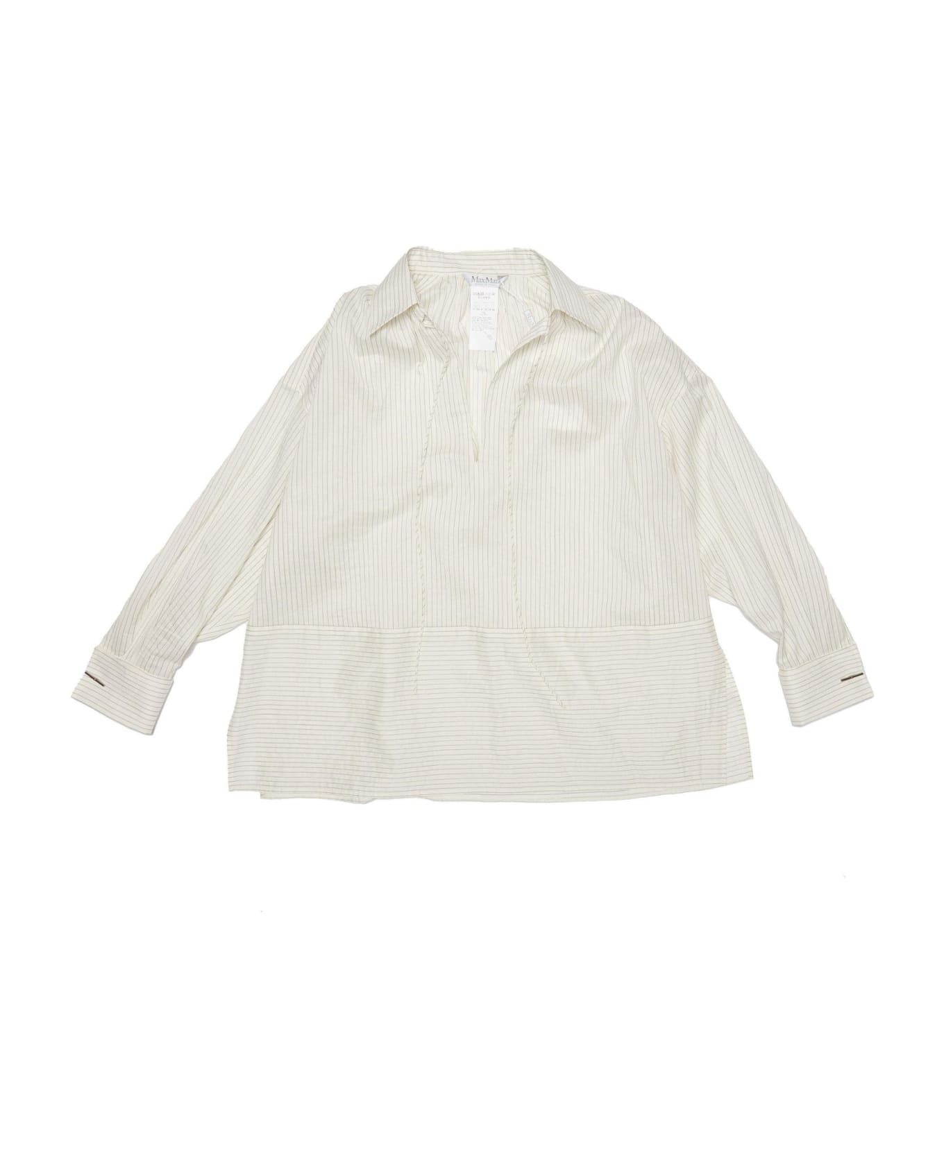 Max Mara Striped Long-sleeved Shirt - White