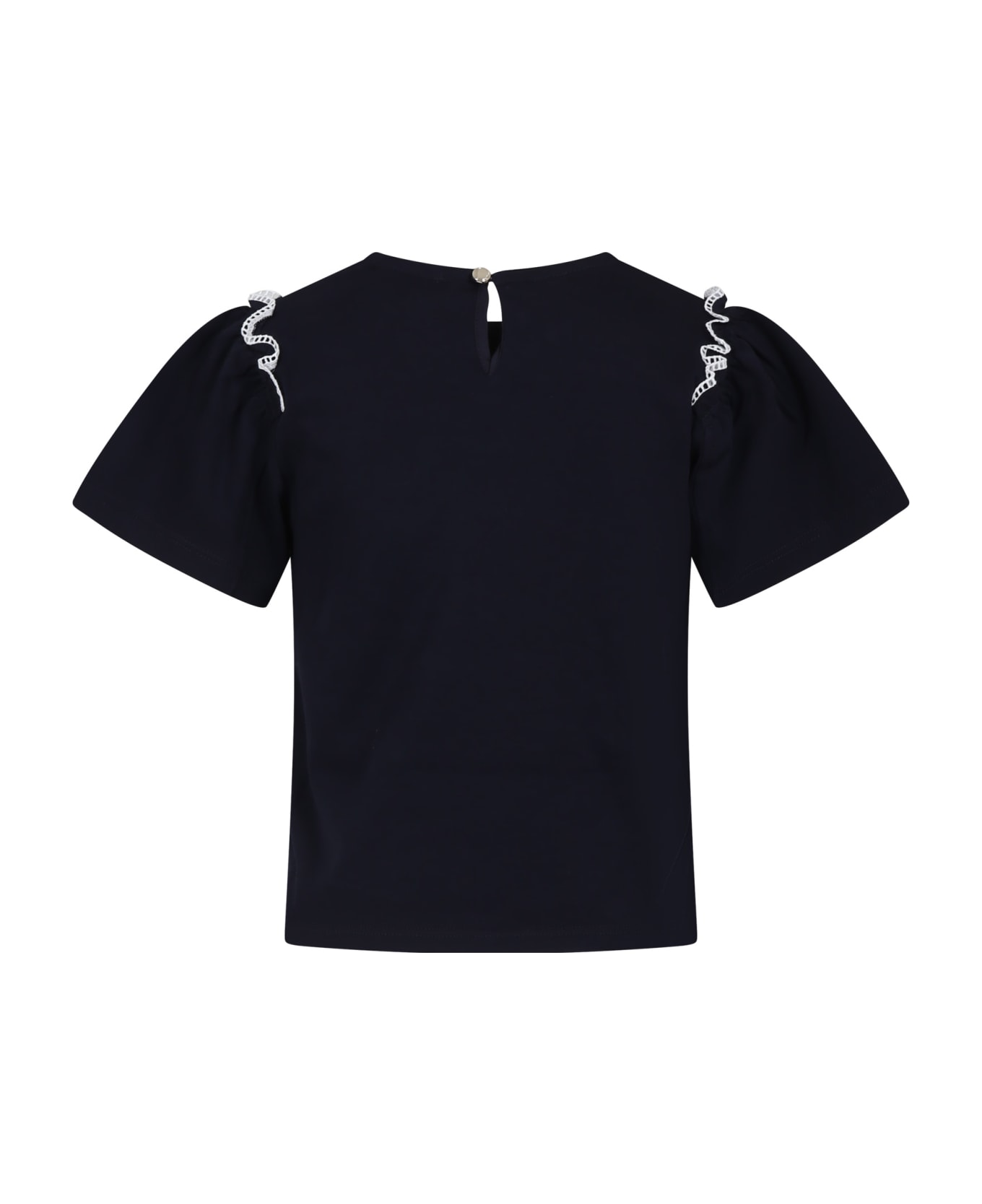 Chloé Blue T-shirt For Girl With Logo - Marine